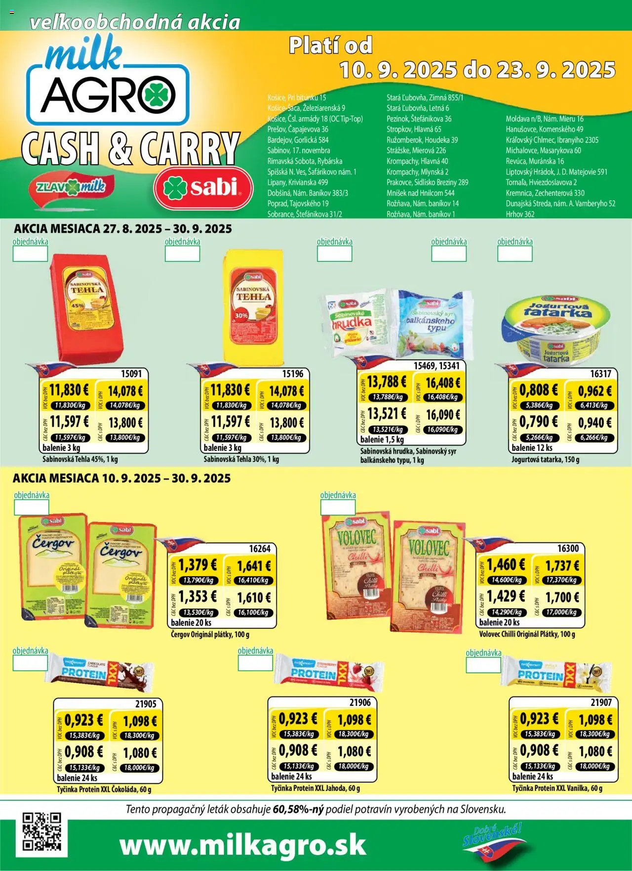 Milk Agro Cash & Carry leták - strana 1- platný od 10.09.2025