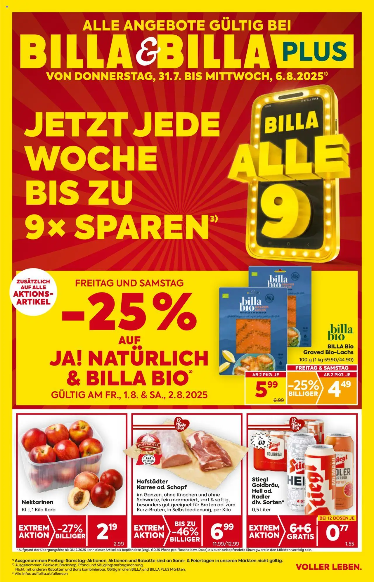 Billa Flugblatt - Seite 1- gültig ab 31.07.2025