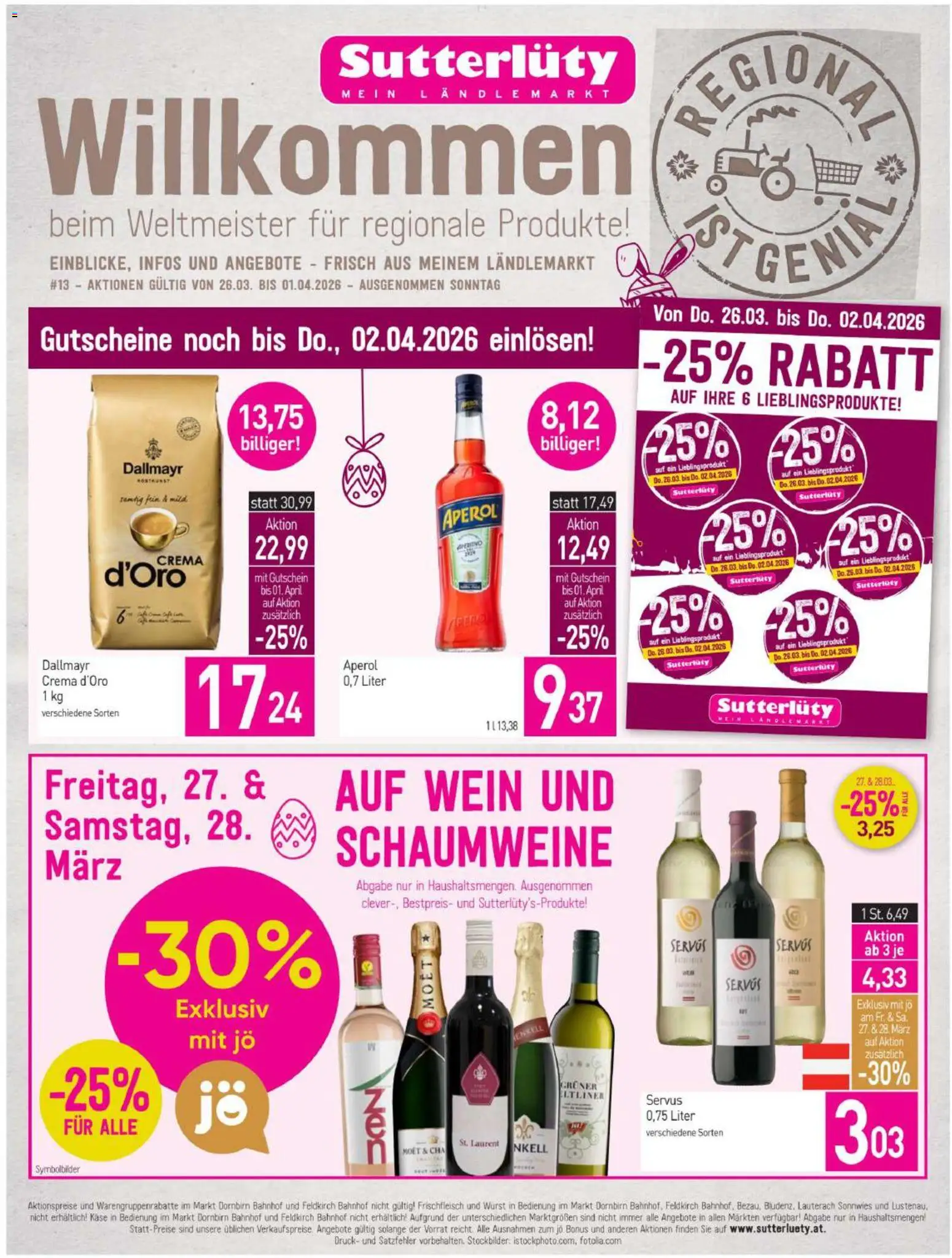 Sutterlüty Flugblatt - Seite 1- gültig ab 26.03.2026