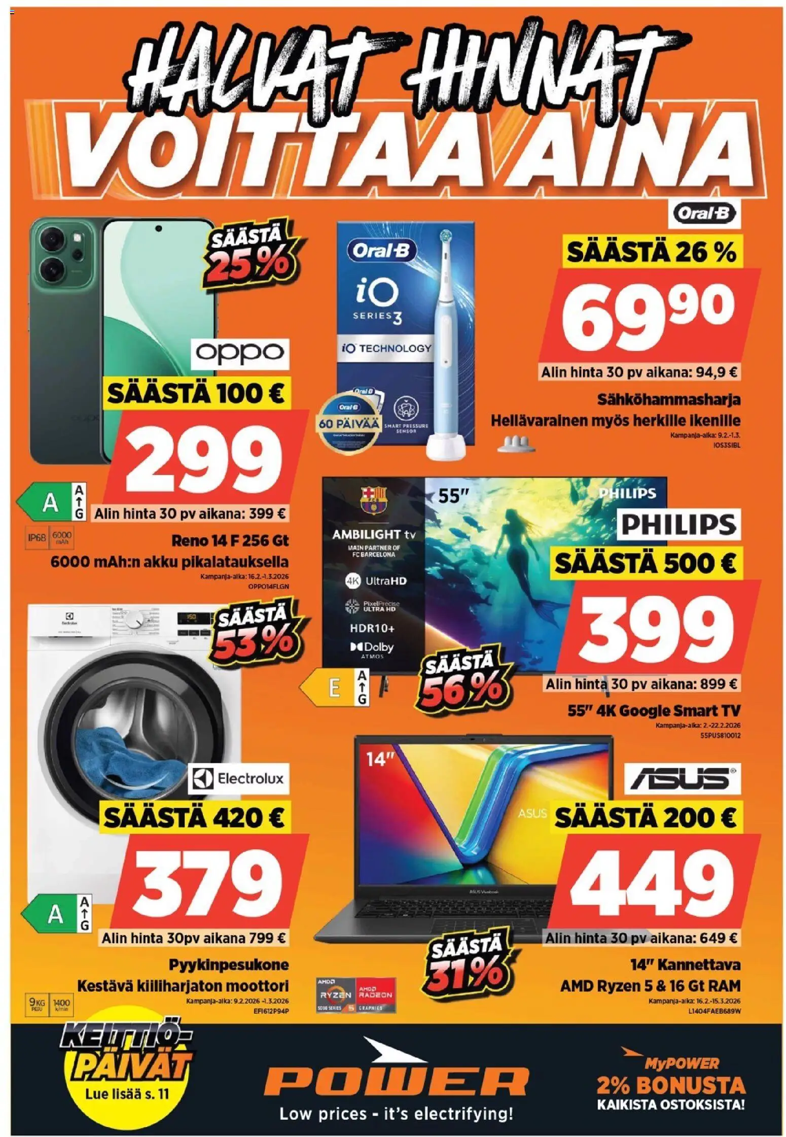 Power tarjoukset - sivu 1- voimassa alkaen 16/02/2026