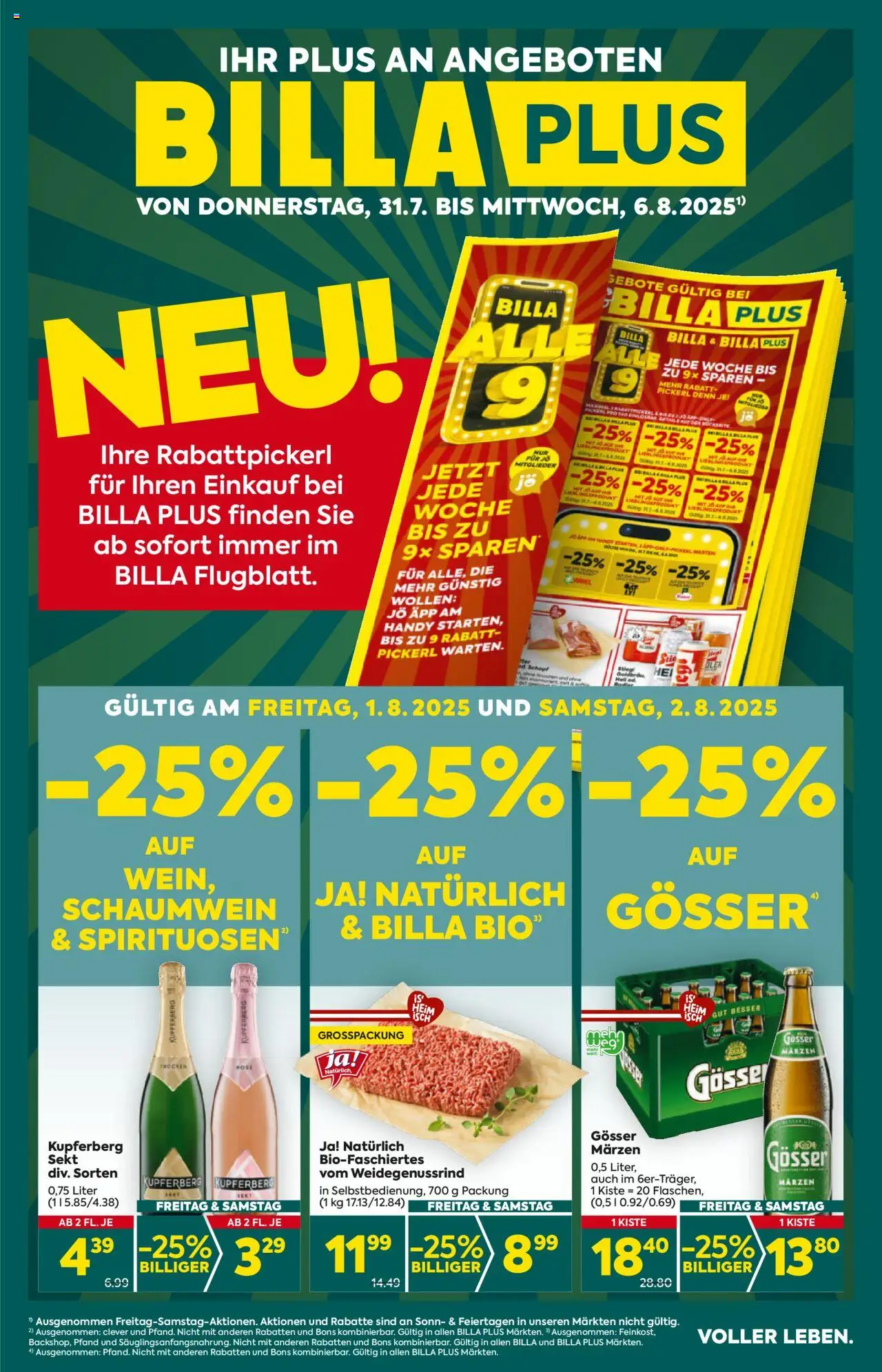Billa Plus Flugblatt - Seite 1- gültig ab 31.07.2025