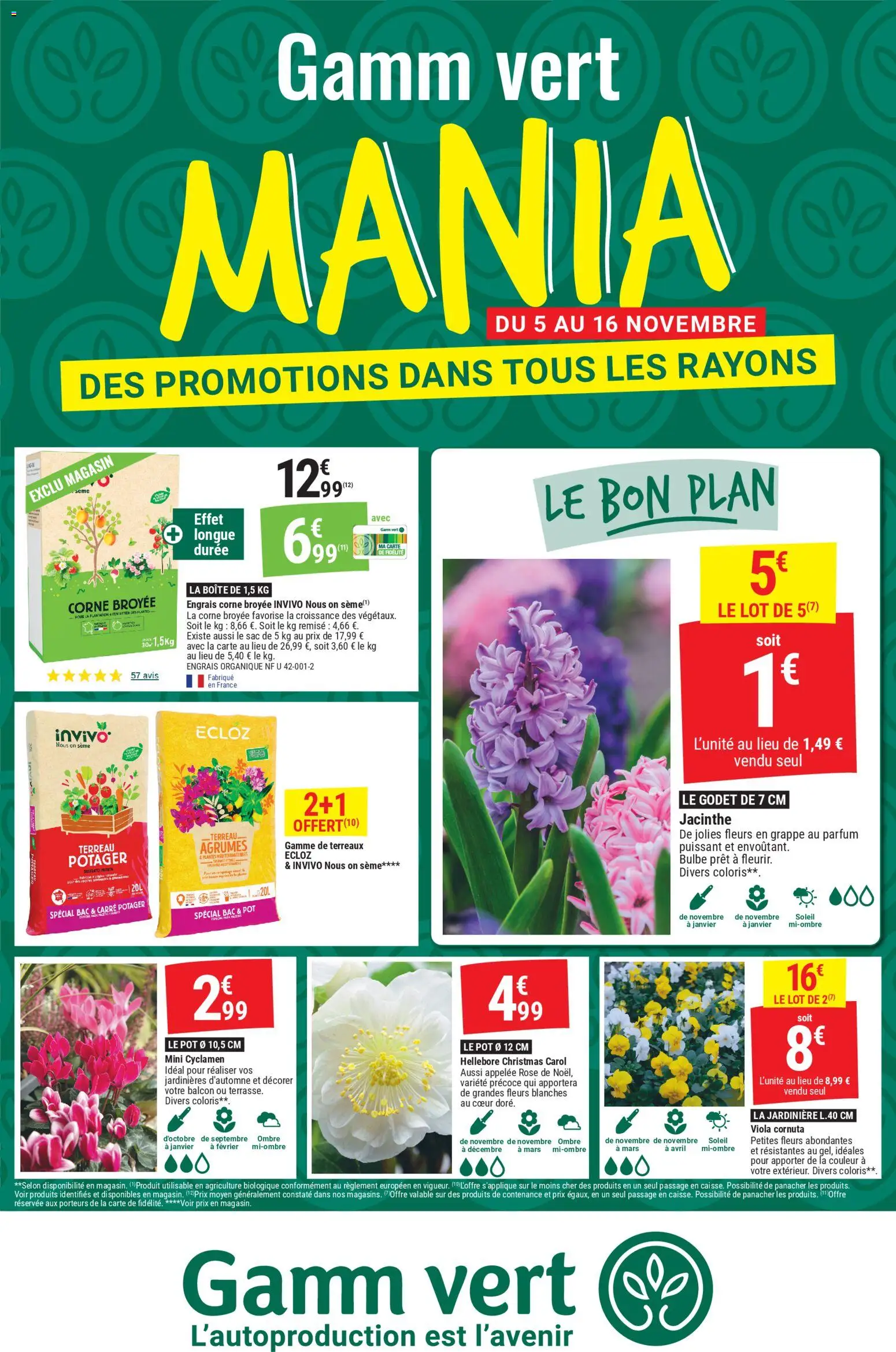 Gamm vert - Gamm vert mania des promotions dans tous les rayons - page 1 - valable à partir du 05/11/2025