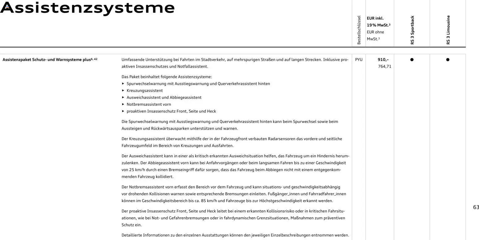 Audi RS 3 Sportback / RS 3 Limousine - Seite 63 - gültig ab 28.10.2025