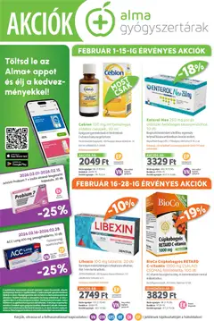 Előnézet Alma Gyógyszertárak Akciós újság érvényes 2026.02.01.-tól