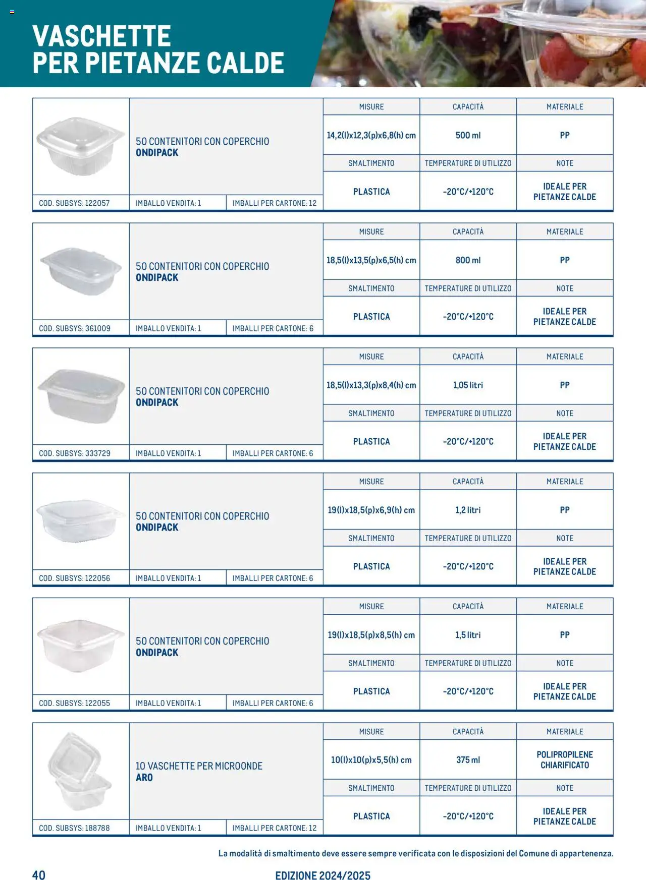 Catalogo Take Away e Monouso 2024 Metro	 - pagina 40 - valido dal 22/07/2024