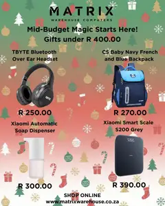 Preview Matrix Warehouse Gifts under R400 valid from 09/12/2025