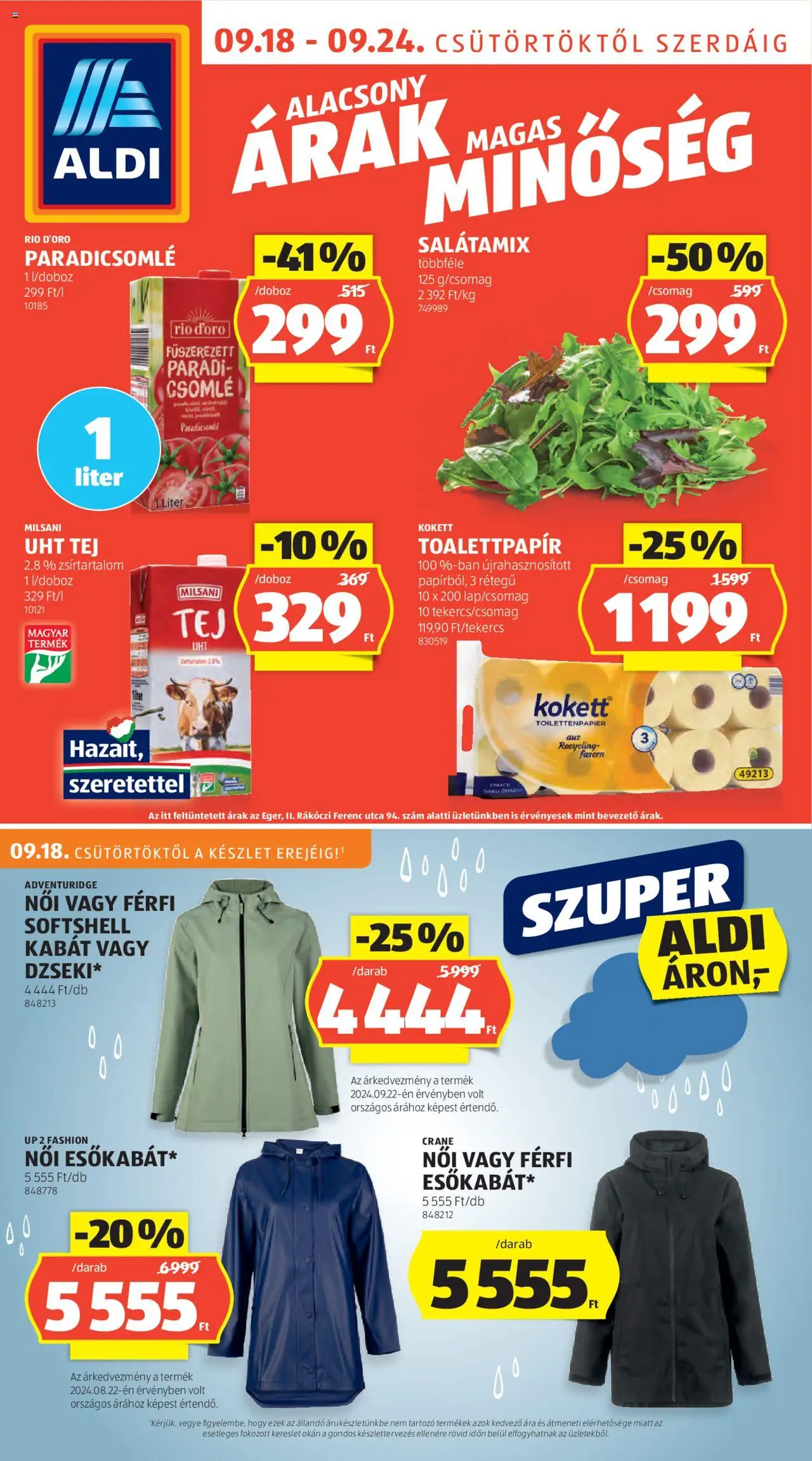 Aldi Akciós újság - 1oldal - érvényes 2025.09.18.-tól