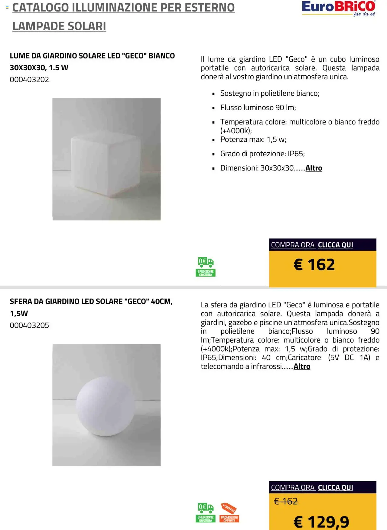 Eurobrico Illuminazione da esterno Lampade Solari catalogo - pagina 10 - valido dal 23/07/2025