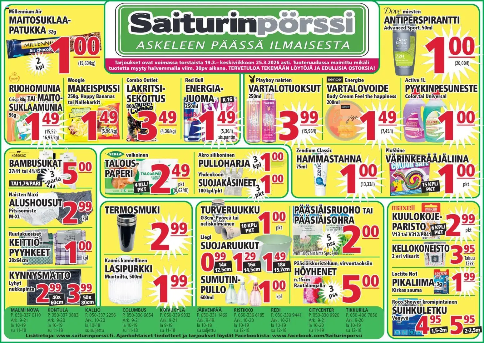 Saiturinpörssi tarjoukset - sivu 1- voimassa alkaen 19/03/2026
