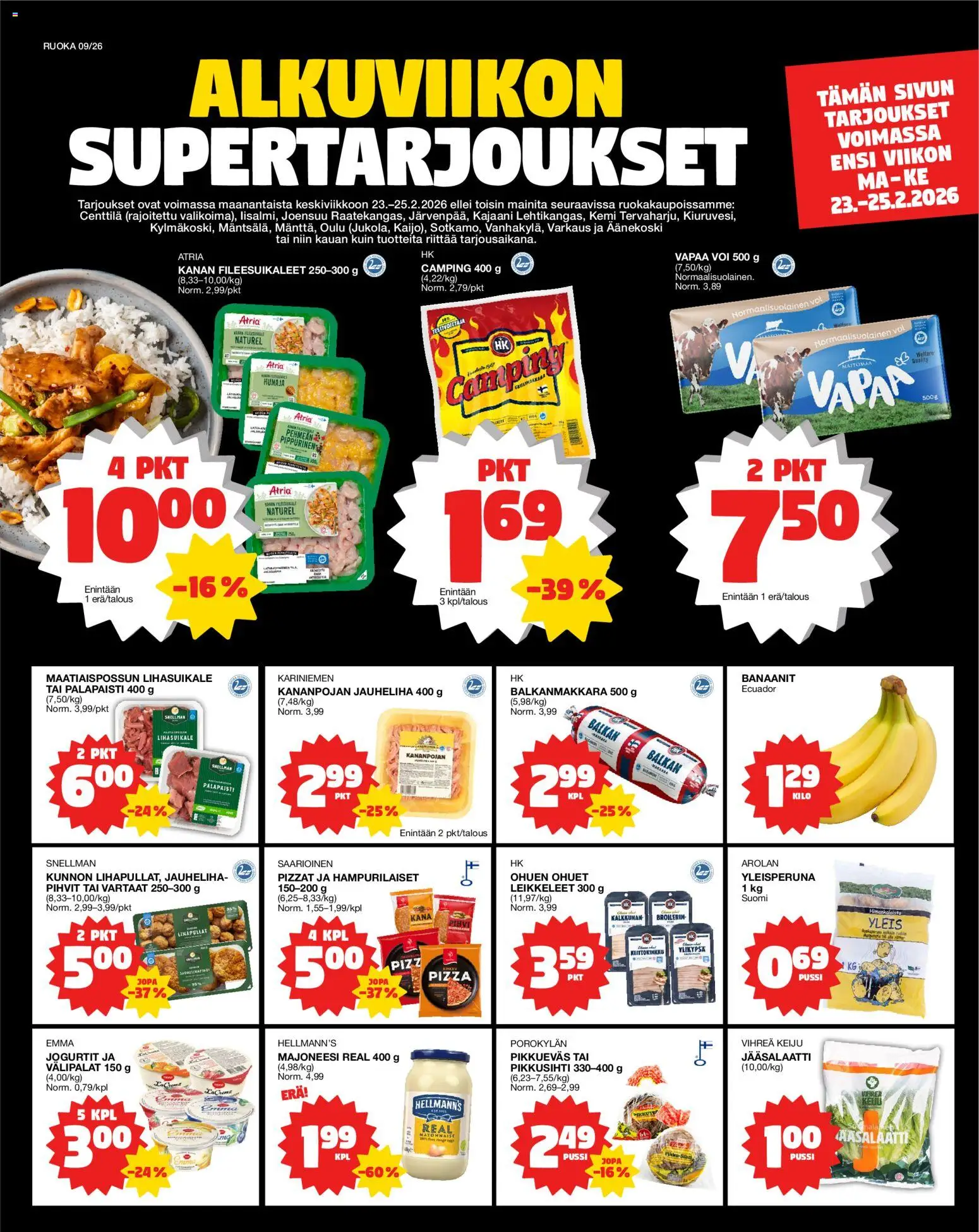 Tokmanni Ruokatarjoukset - sivu 1- voimassa alkaen 23/02/2026