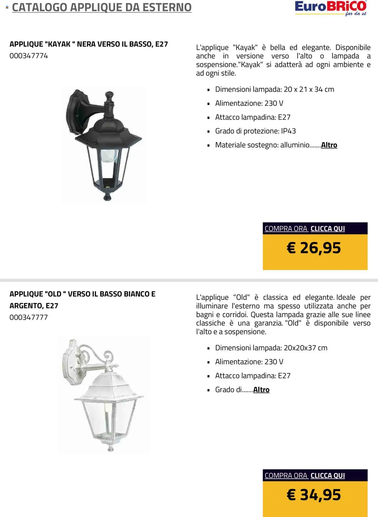 Eurobrico Applique da Esterno catalogo - pagina 9 - valido dal 23/07/2025