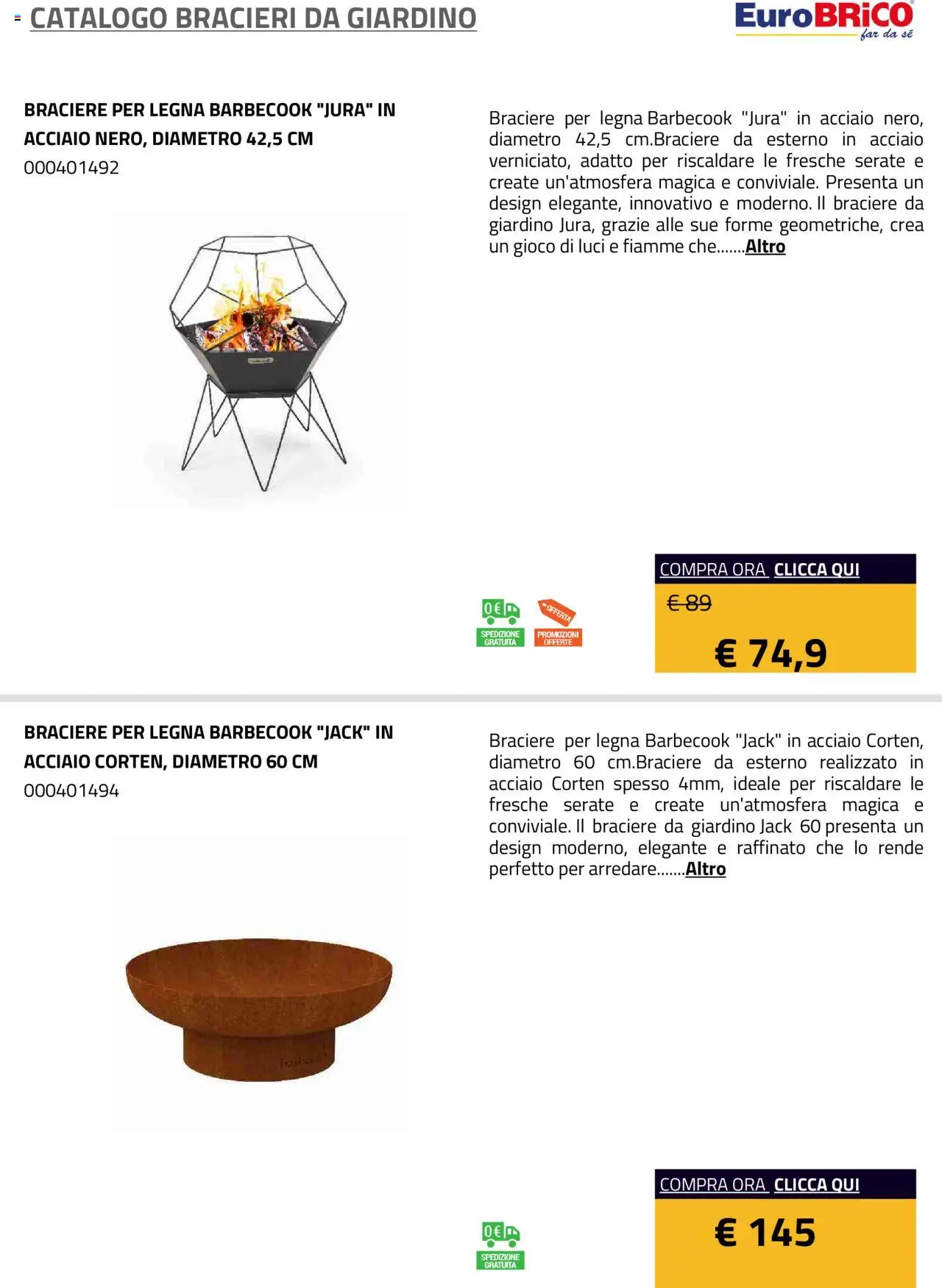 Eurobrico Bracieri da giardino catalogo - pagina 3 - valido dal 23/07/2025