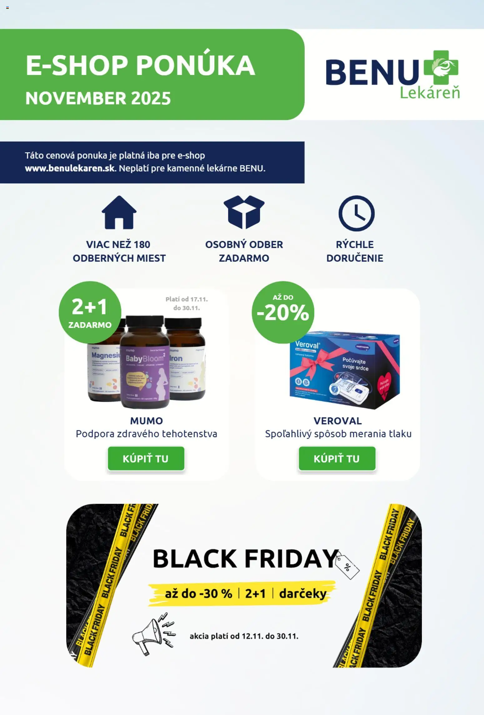 BENU Lekáreň leták pre E-shop - strana 1- platný od 01.11.2025