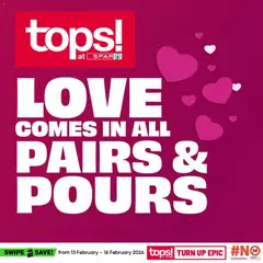 Preview Tops at Spar Love Comes In All Pairs & Pours Specials valid from 13/02/2026