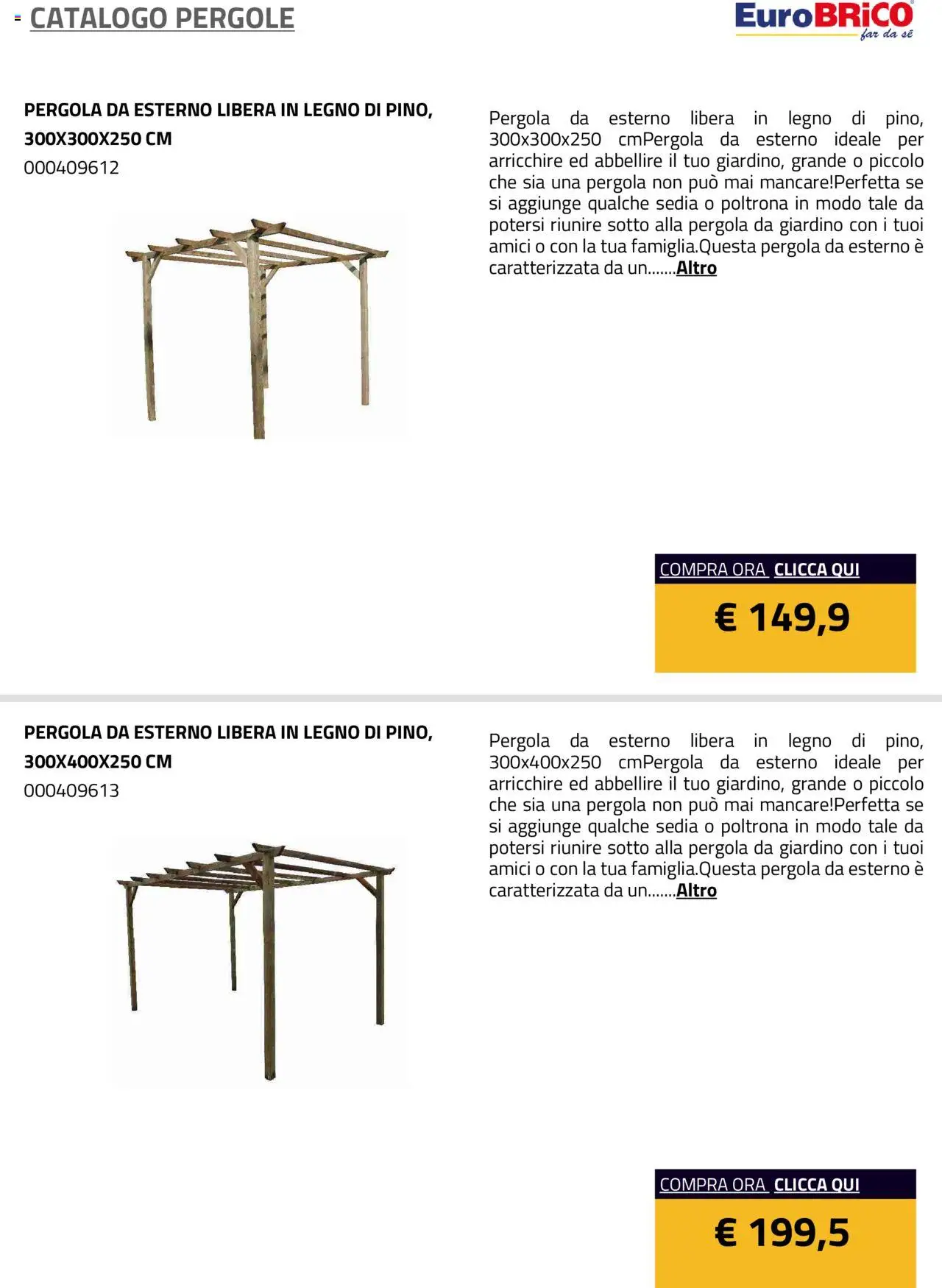 Eurobrico Pergole da esterno catalogo - pagina 3 - valido dal 23/07/2025