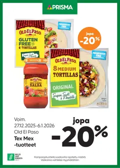Esikatselu Prisma tarjoukset Old El Paso voimassa alkaen 27/12/2025