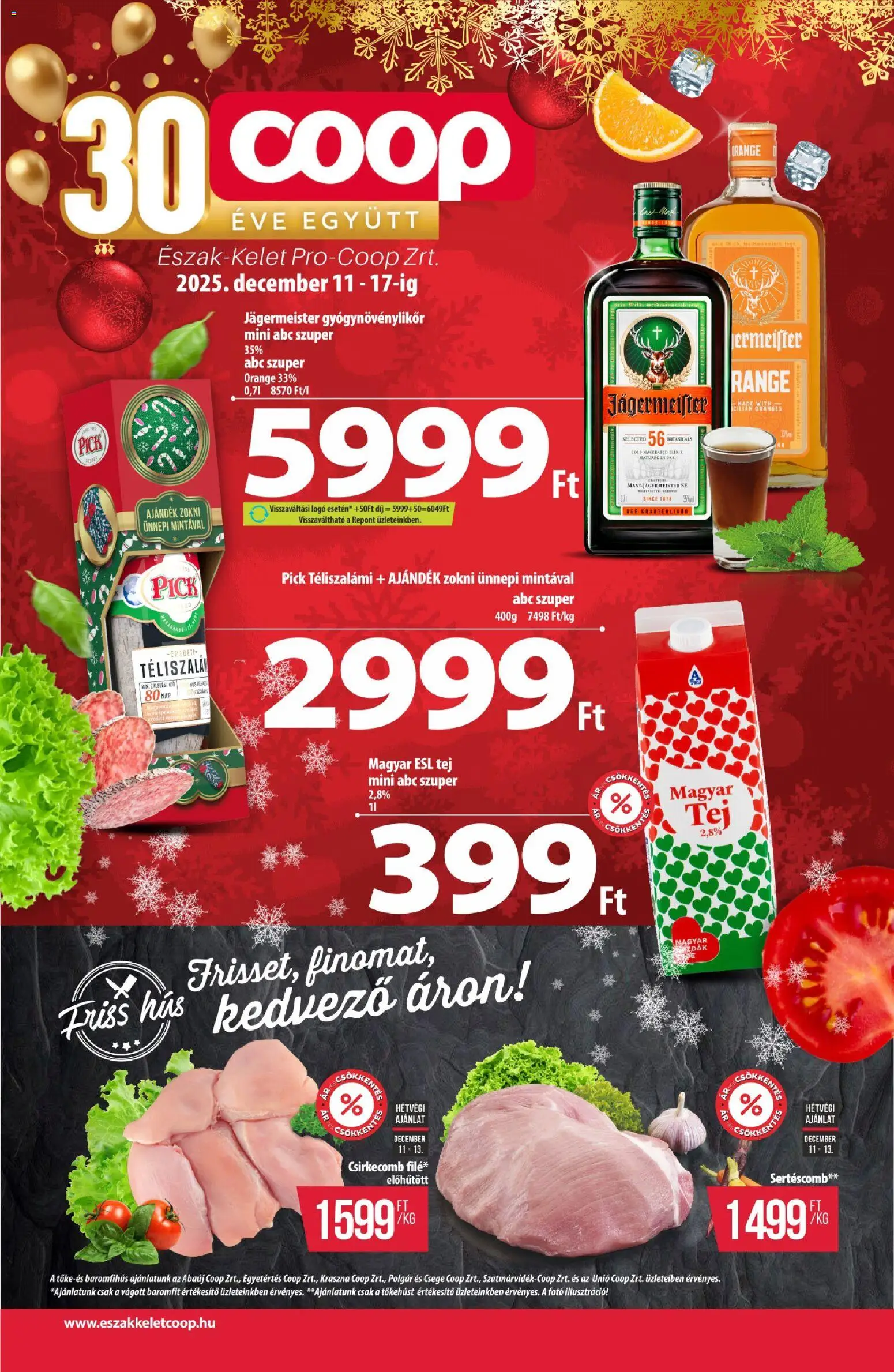 COOP - Újság Észak Kelet Pro-Coop Zrt - 1oldal - érvényes 2025.12.11.-tól