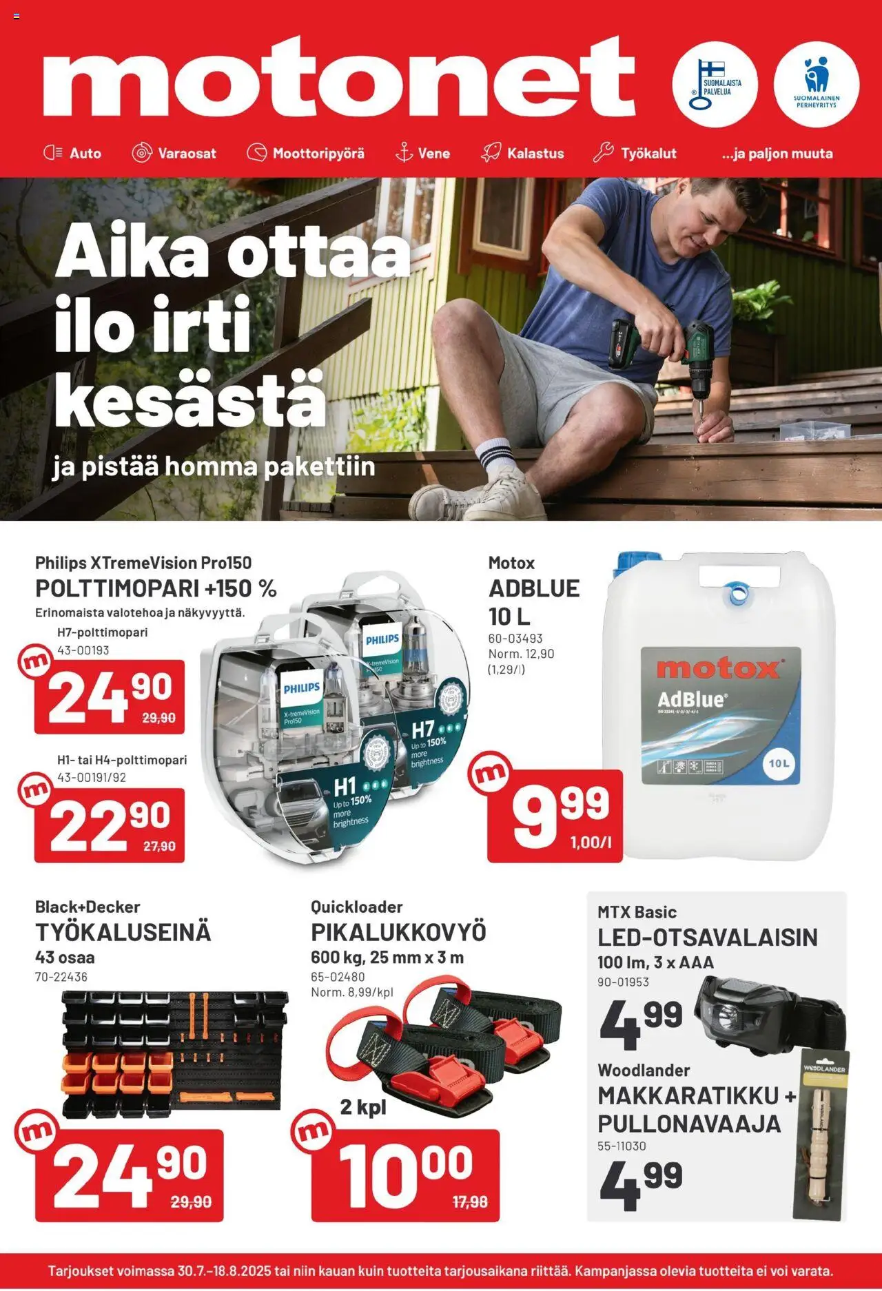 Motonet tarjoukset - sivu 1- voimassa alkaen 30/07/2025