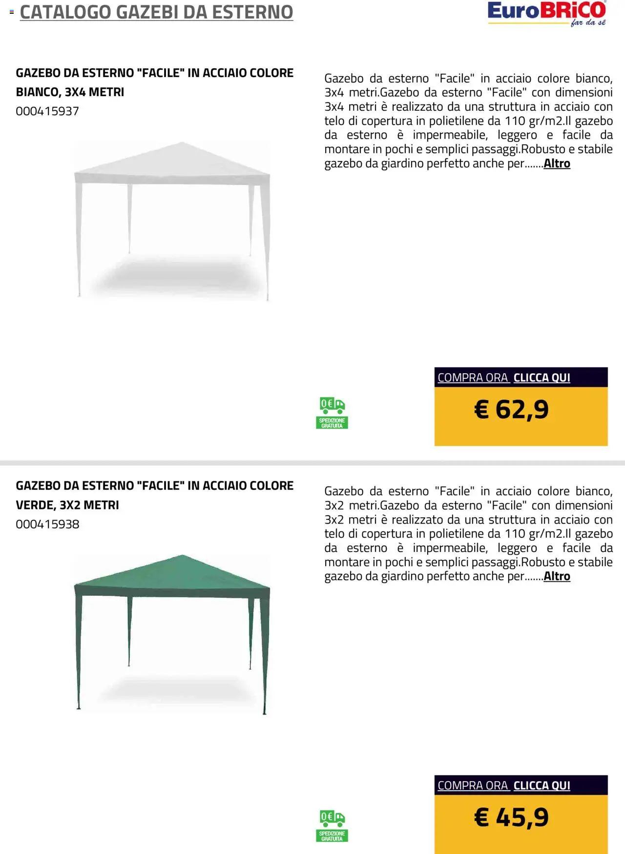 Eurobrico Gazebi da esterno catalogo - pagina 14 - valido dal 23/07/2025