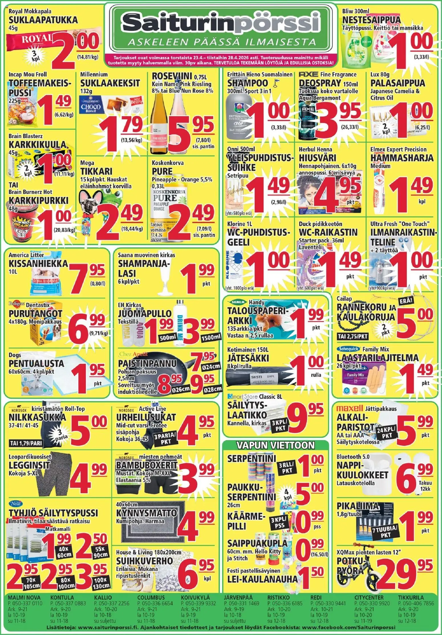 Saiturinpörssi tarjoukset - sivu 1- voimassa alkaen 23/04/2026