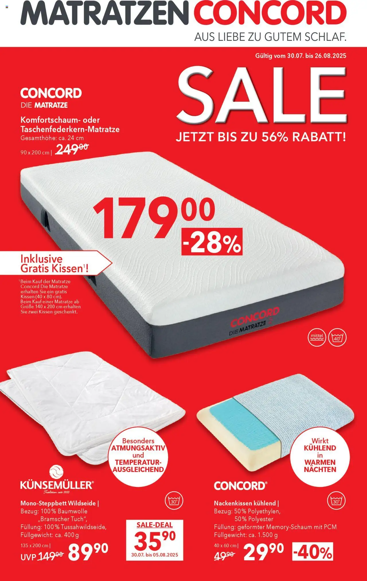 Matratzen Concord Prospekt 	 - Seite 1 - gültig ab 30.07.2025