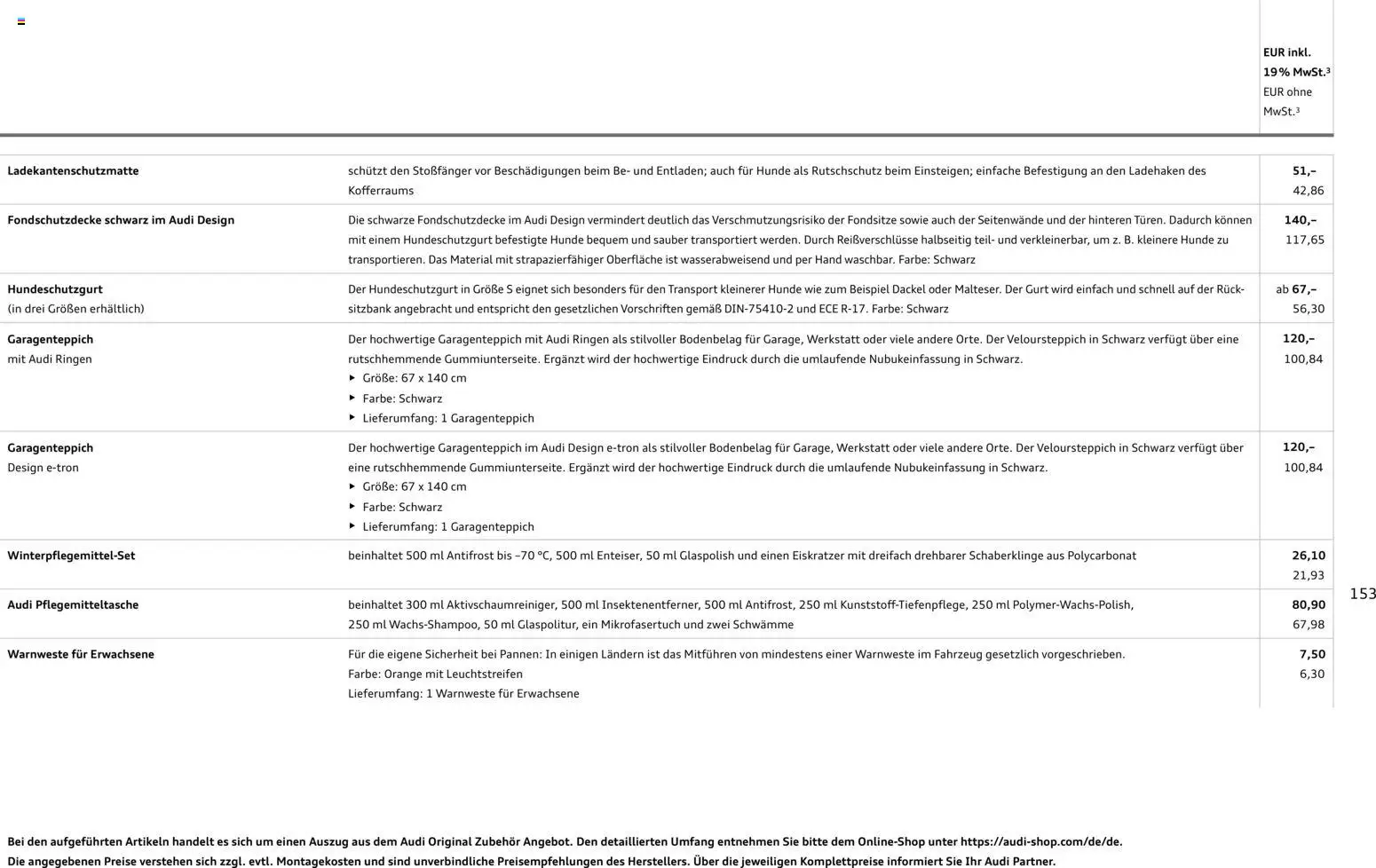 Audi  A6 e-tron - Seite 153 - gültig ab 01.10.2025