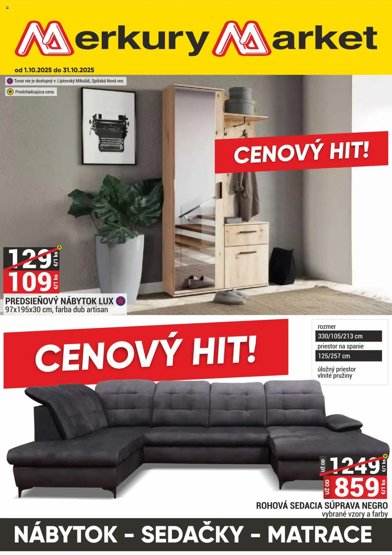 Merkury Market nábytok, sedačky, matrace - strana 1- platný od 01.10.2025