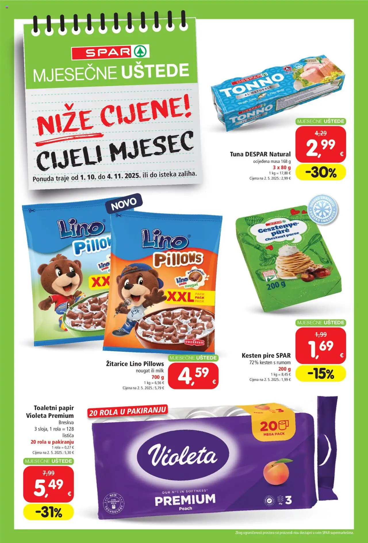 Uštede Spar - stranica 1- važeći od 01.10.2025