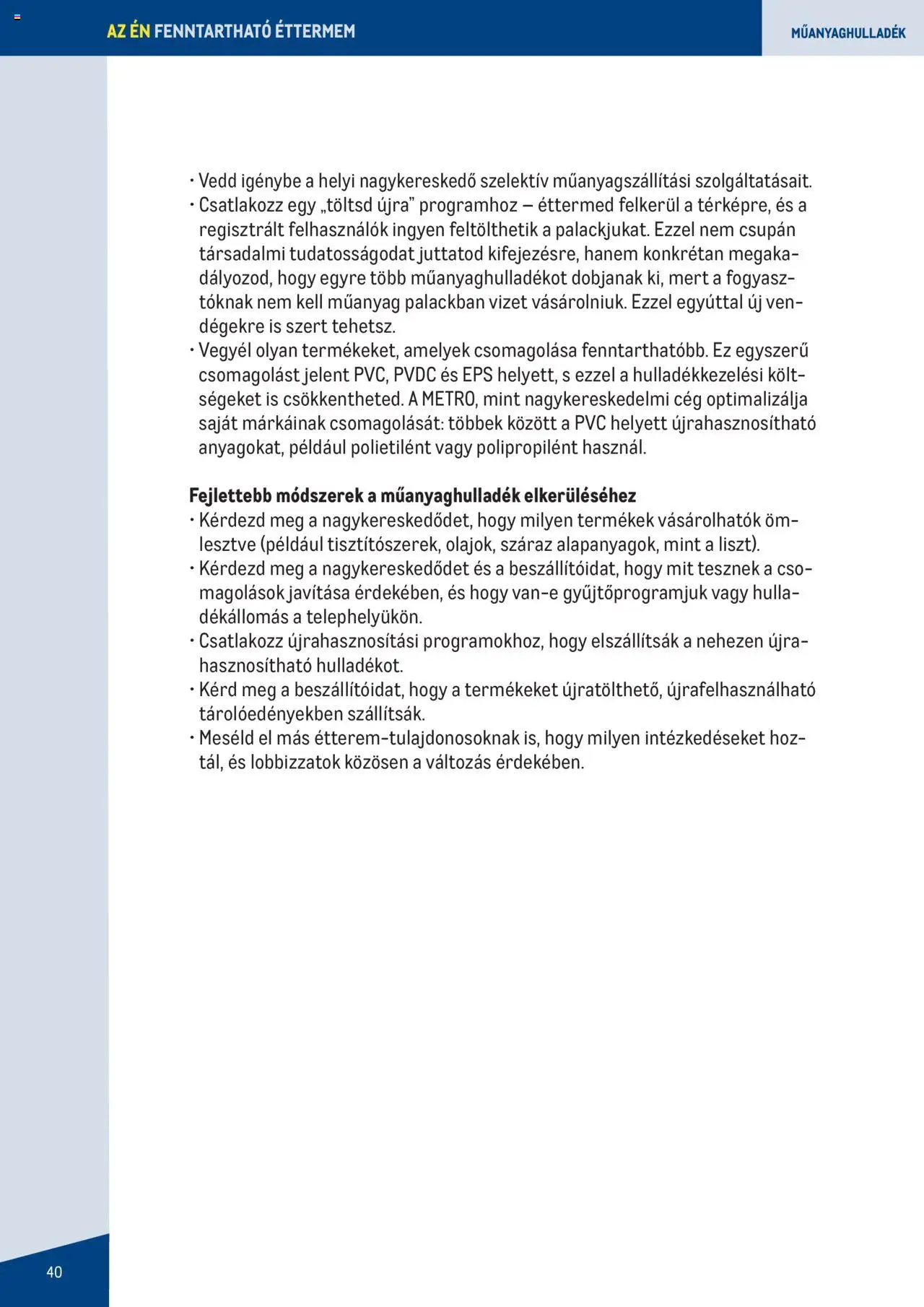 Metro - Fenntartható Gasztronómia booklet - 40oldal - érvényes 2023.06.07.-tól