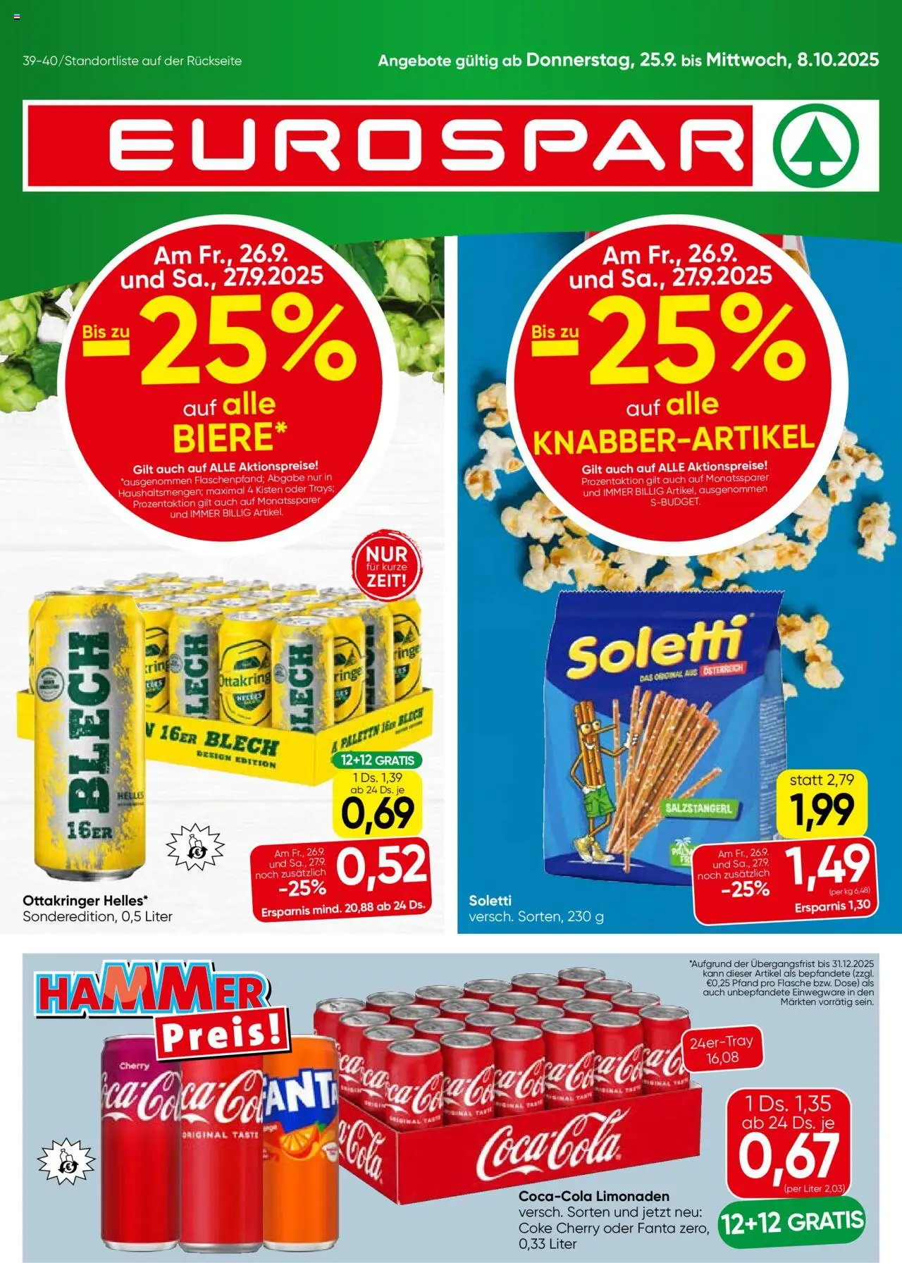 Eurospar Flugblatt - Seite 1- gültig ab 25.09.2025