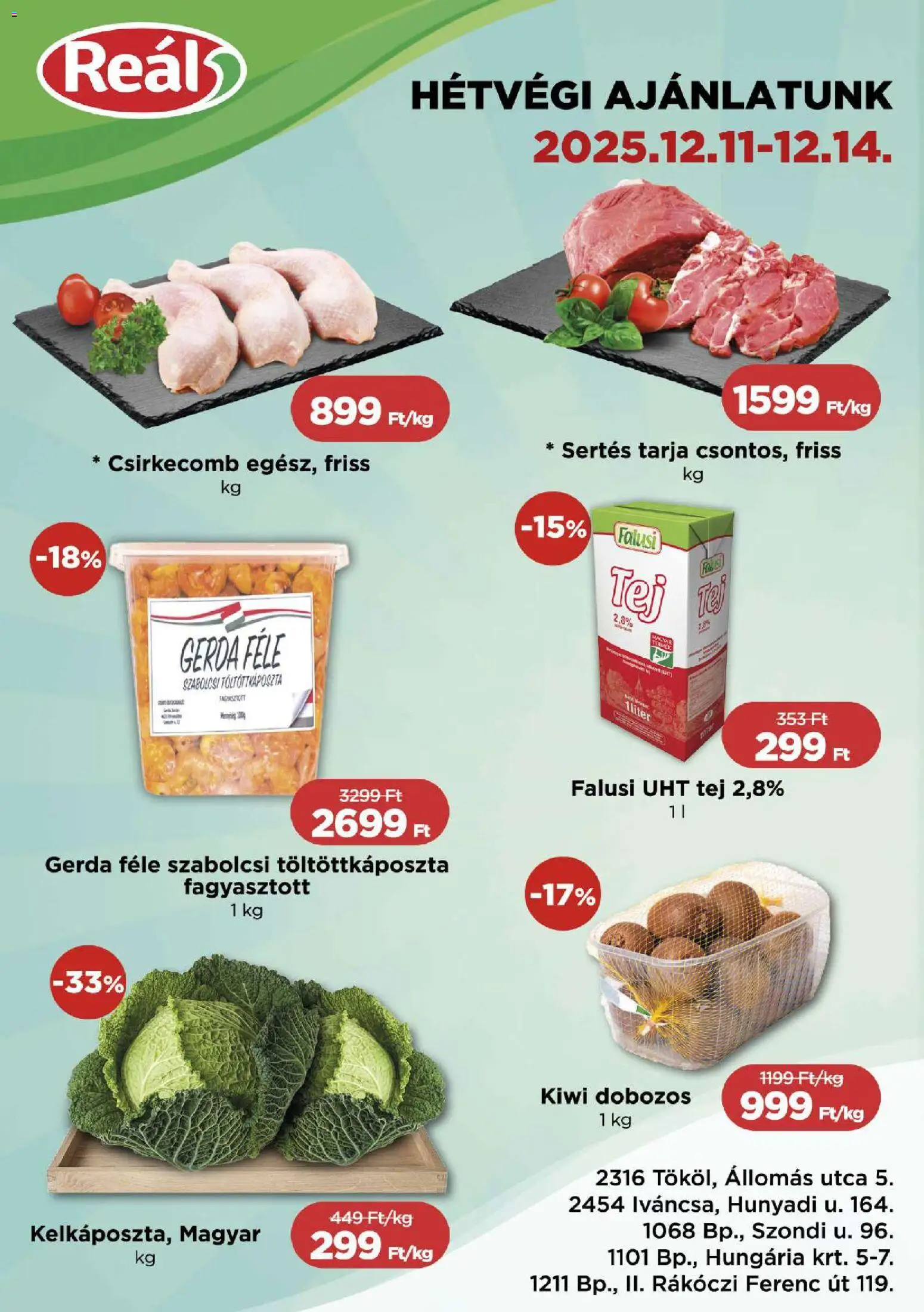 Reál Bevásárló hétvége - Pest megye - 1oldal - érvényes 2025.12.11.-tól