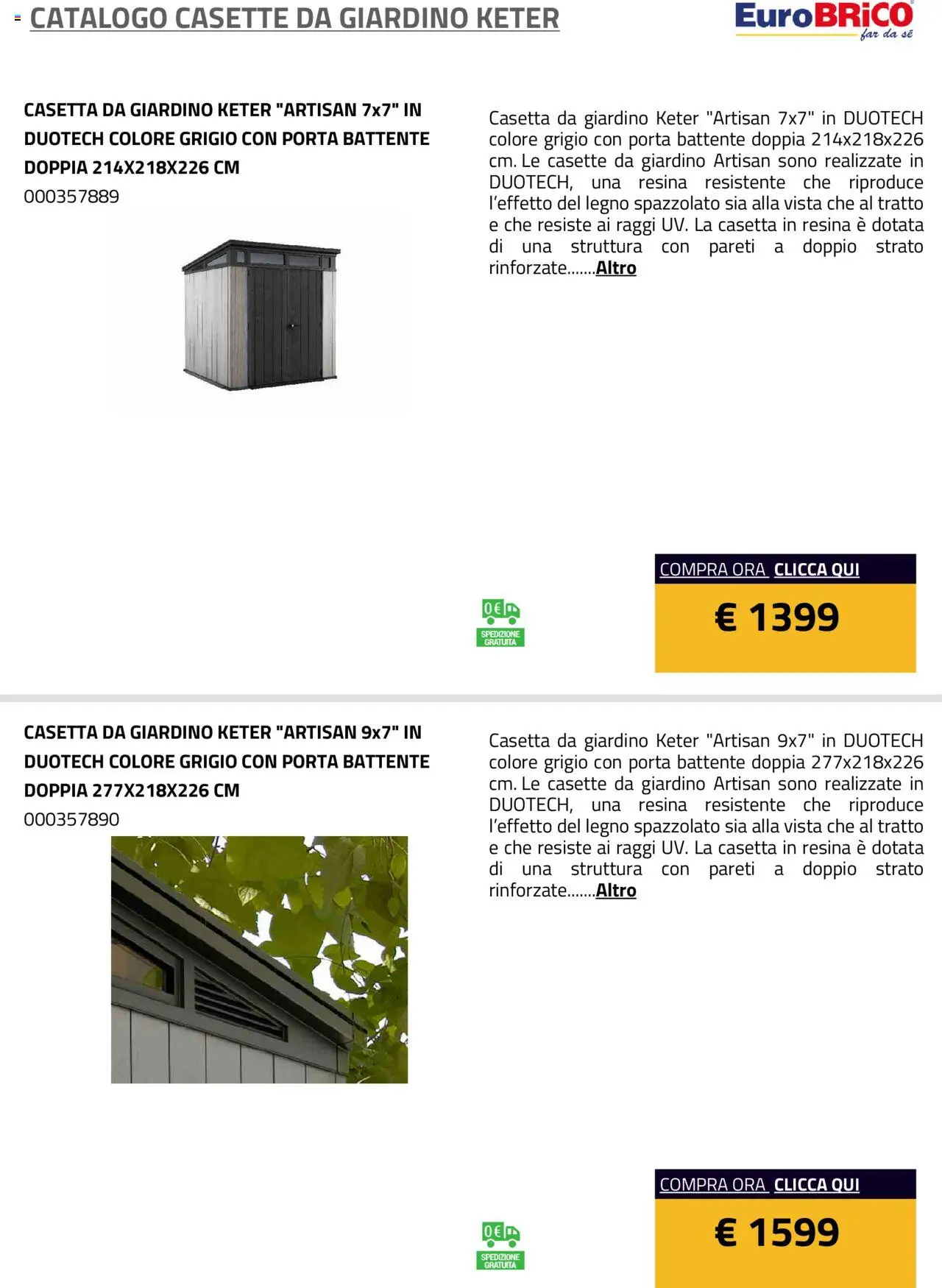 Eurobrico Casette da Giardino Keter catalogo - pagina 8 - valido dal 23/07/2025