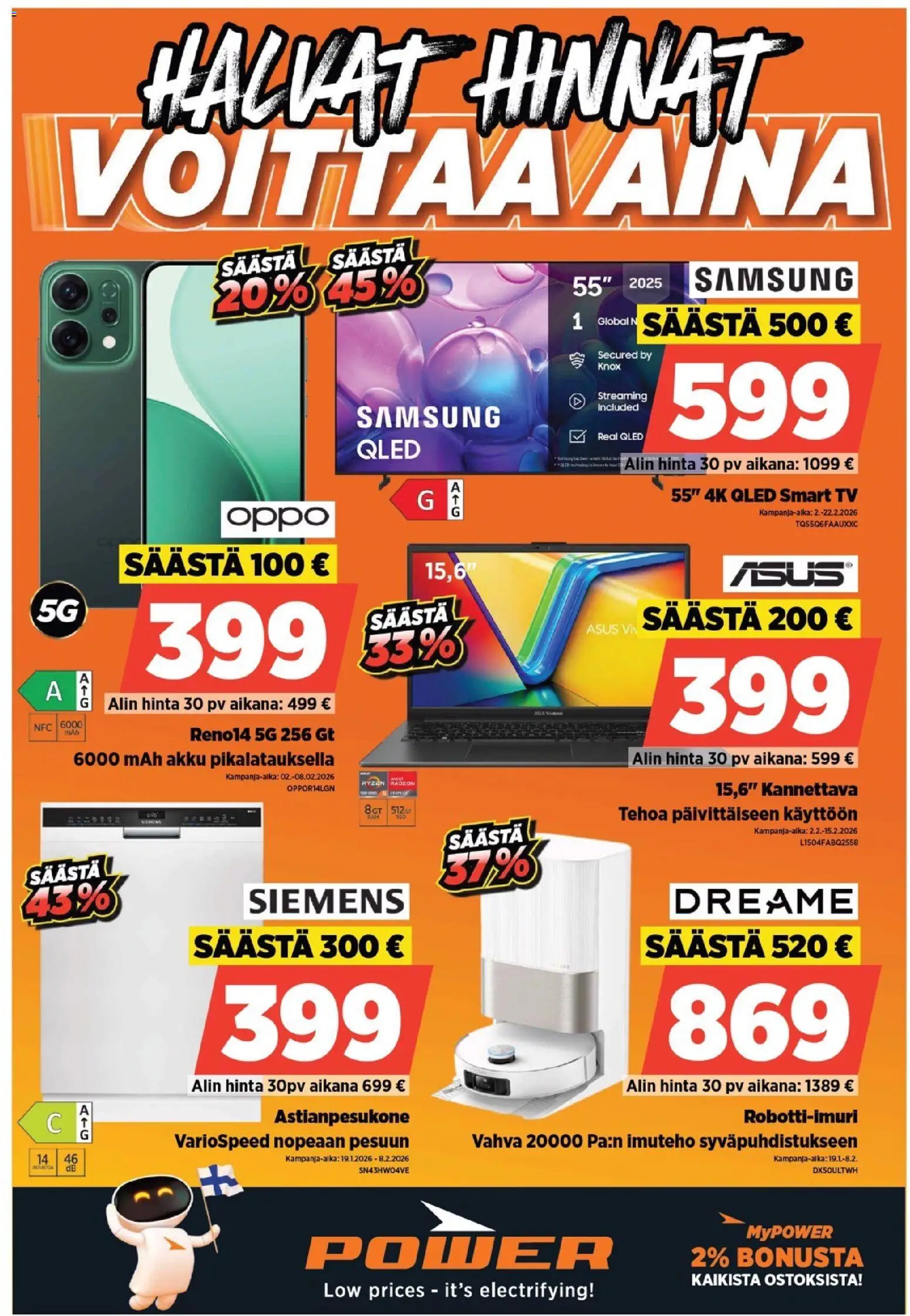Power tarjoukset - sivu 1- voimassa alkaen 02/02/2026