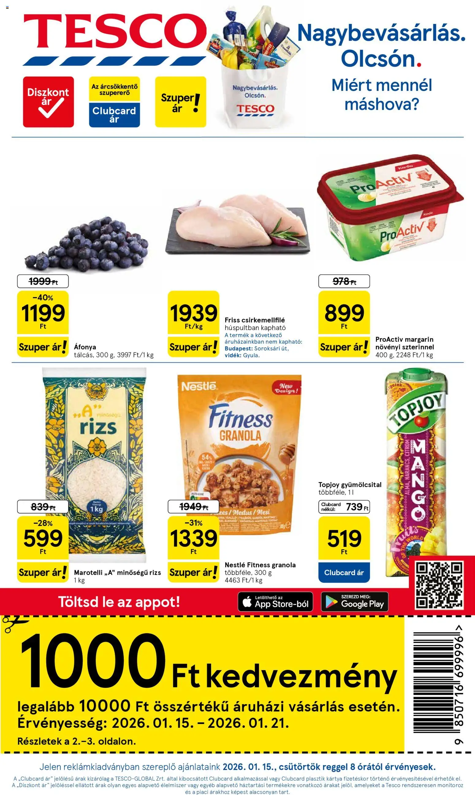 Tesco Hipermarket - Akciós újság  - 1oldal - érvényes 2026.01.15.-tól