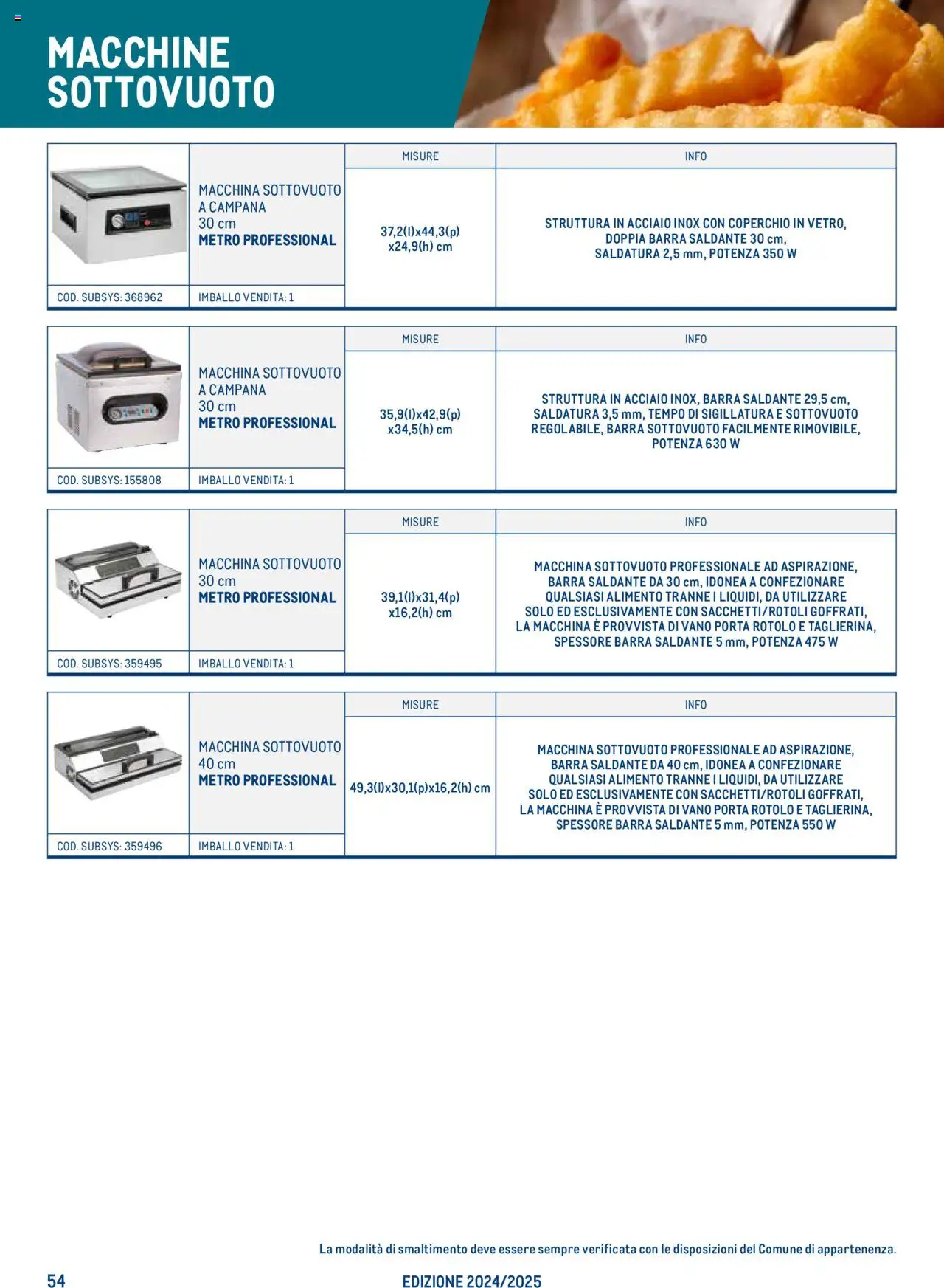 Catalogo Take Away e Monouso 2024 Metro	 - pagina 54 - valido dal 22/07/2024