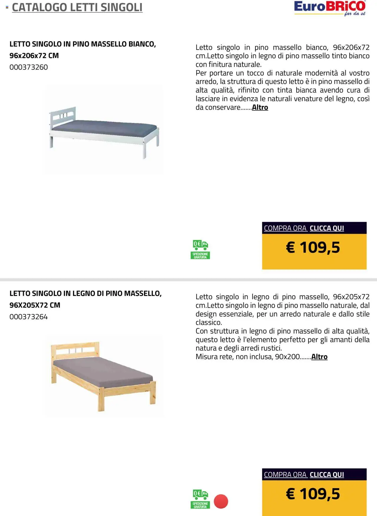 Eurobrico Letti Singoli catalogo - pagina 4 - valido dal 23/07/2025