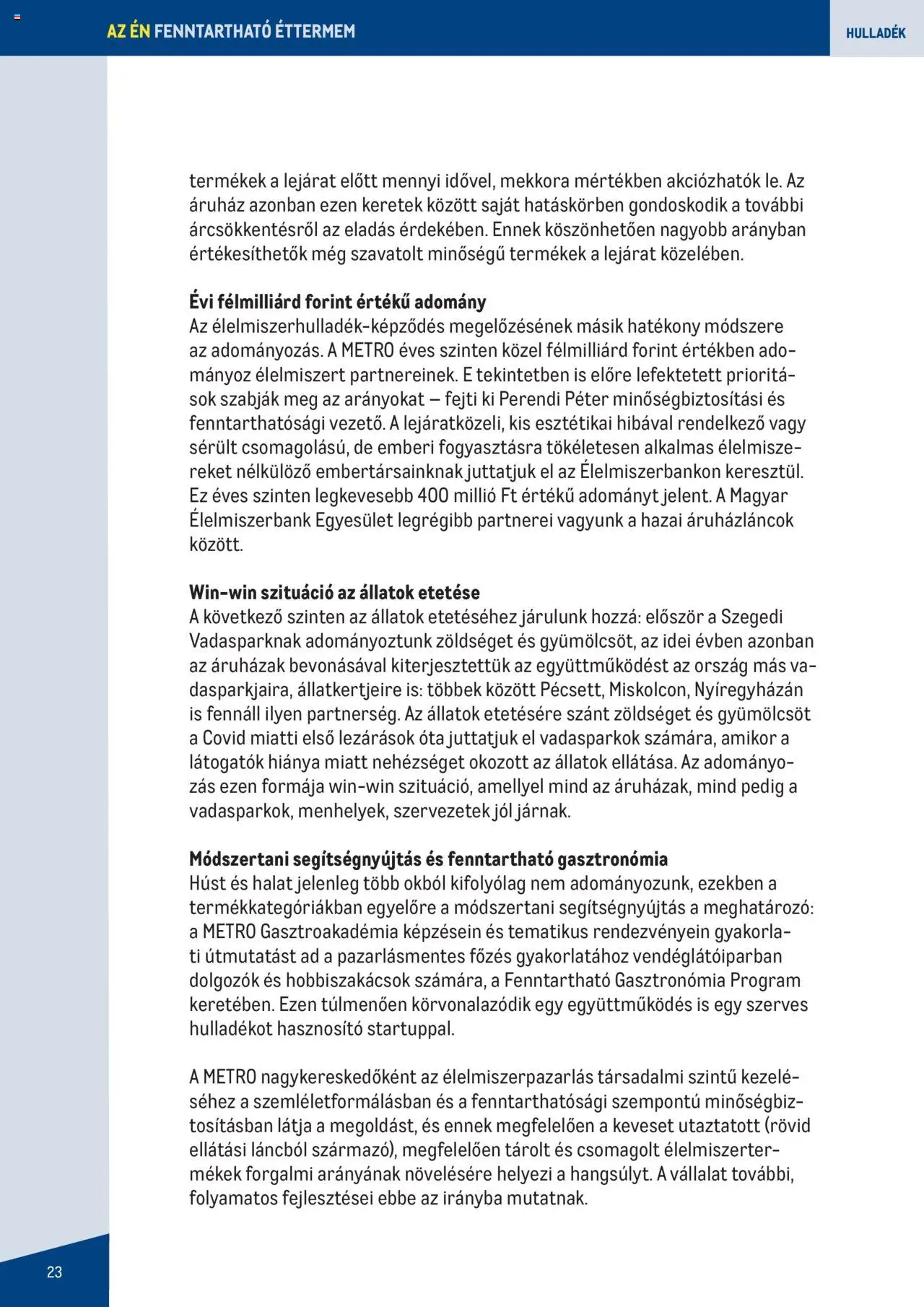 Metro - Fenntartható Gasztronómia booklet - 23oldal - érvényes 2023.06.07.-tól