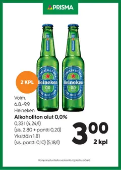 Esikatselu Prisma tarjoukset Heineken voimassa alkaen 06/08/2025