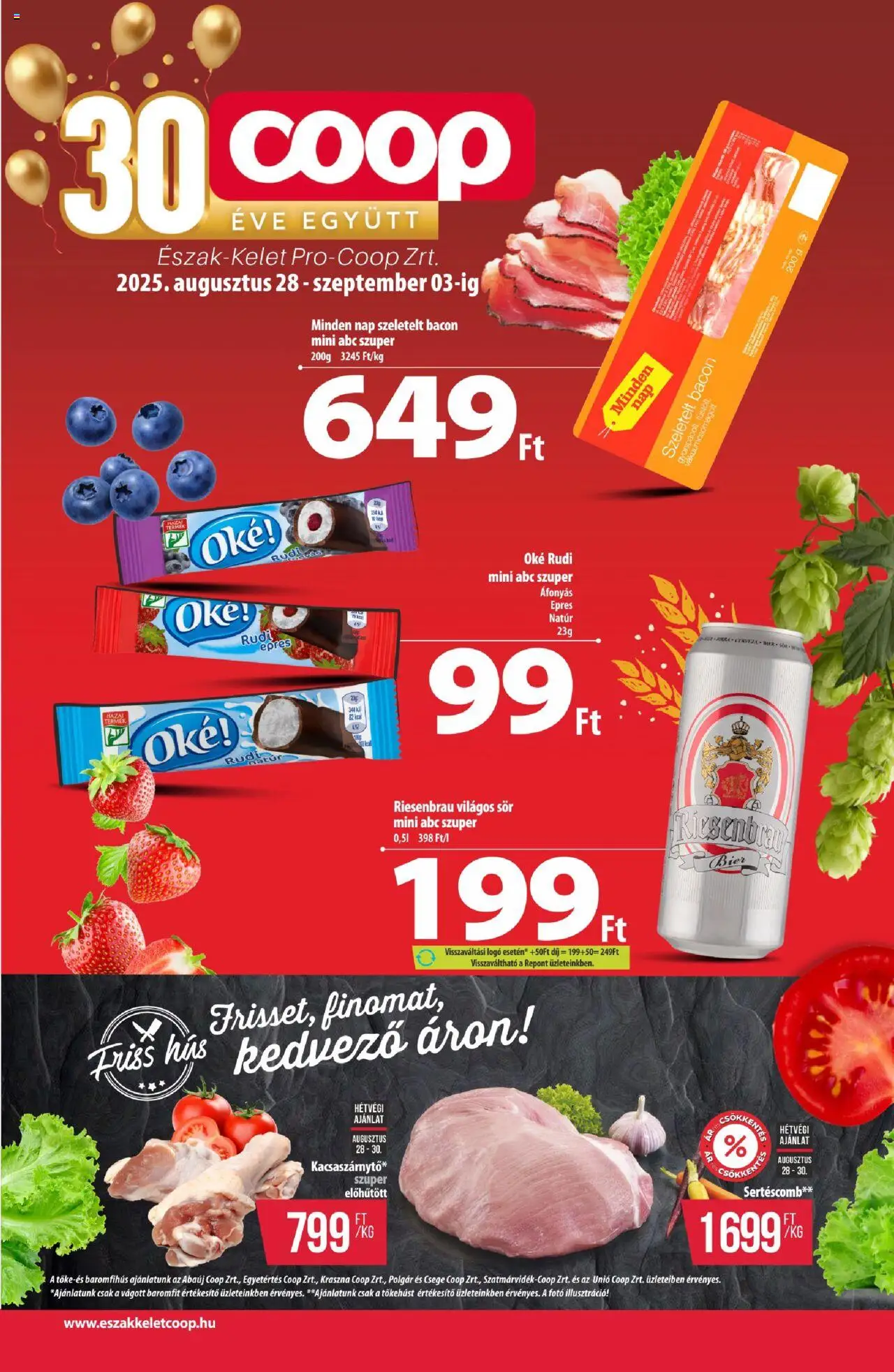 COOP - Újság Észak Kelet Pro-Coop Zrt - 1oldal - érvényes 2025.08.28.-tól