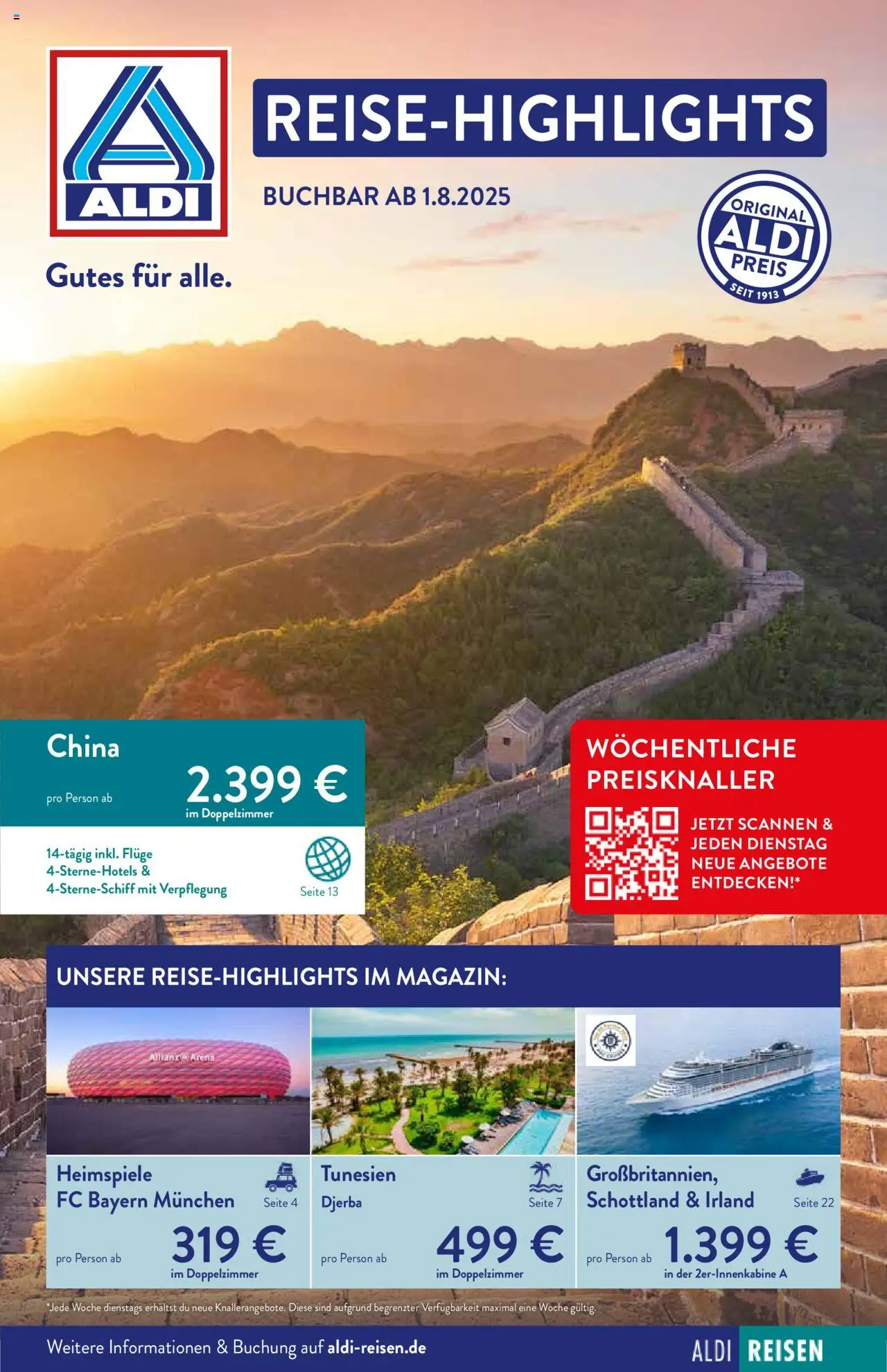 Aldi Reisen - Reise-Highlights - Seite 1 - gültig ab 01.08.2025