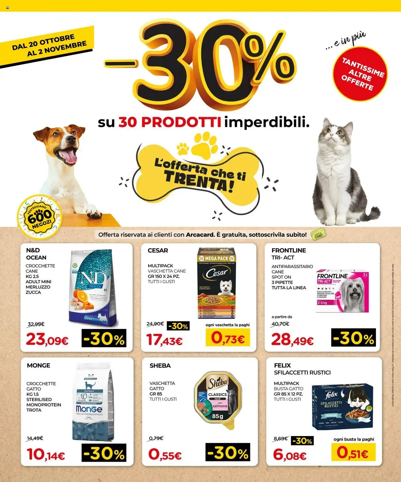 Volantino Arcaplanet	 - pagina 1 - valido dal 20/10/2025