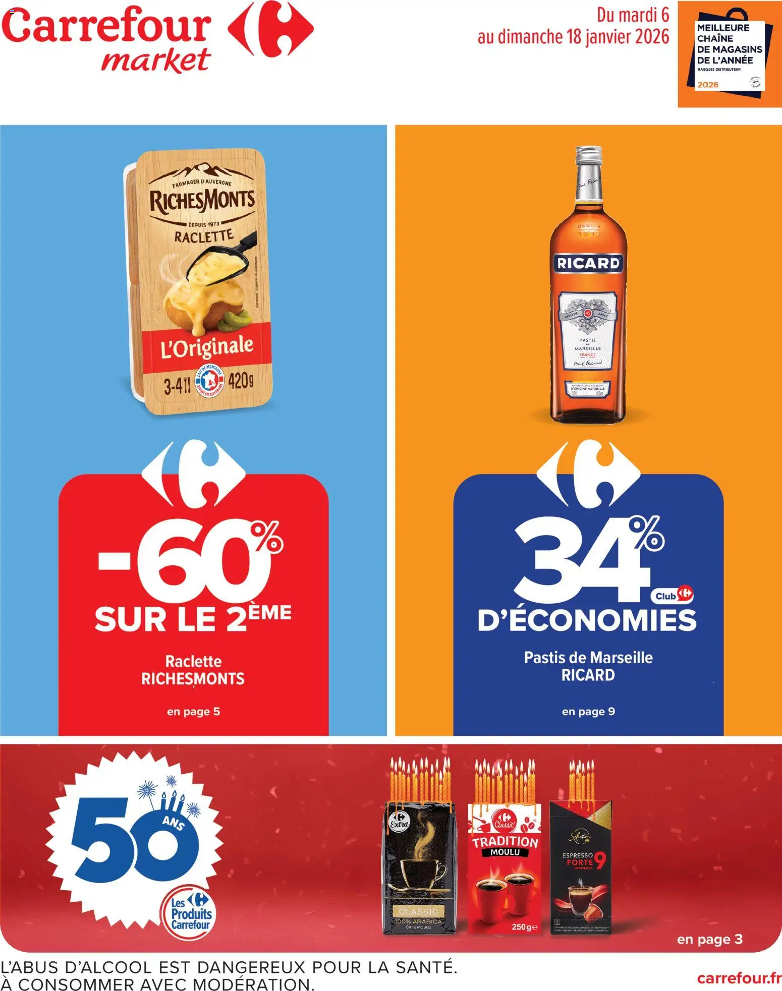 Carrefour Market 50 ans des produits carrefour - page 1 - valable à partir du 06/01/2026