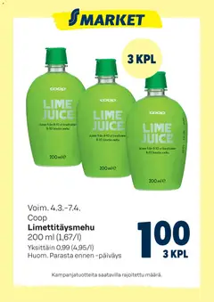 Esikatselu S-market tarjoukset Limettitäysmehu voimassa alkaen 04/03/2026