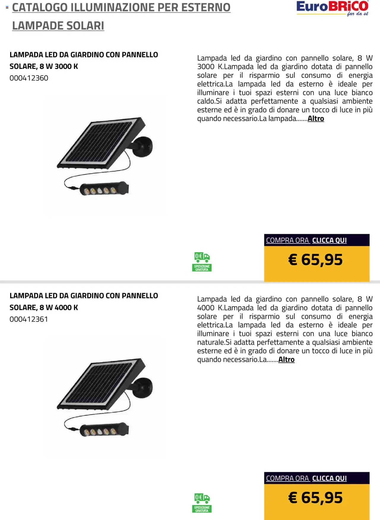 Eurobrico Illuminazione da esterno Lampade Solari catalogo - pagina 26 - valido dal 23/07/2025
