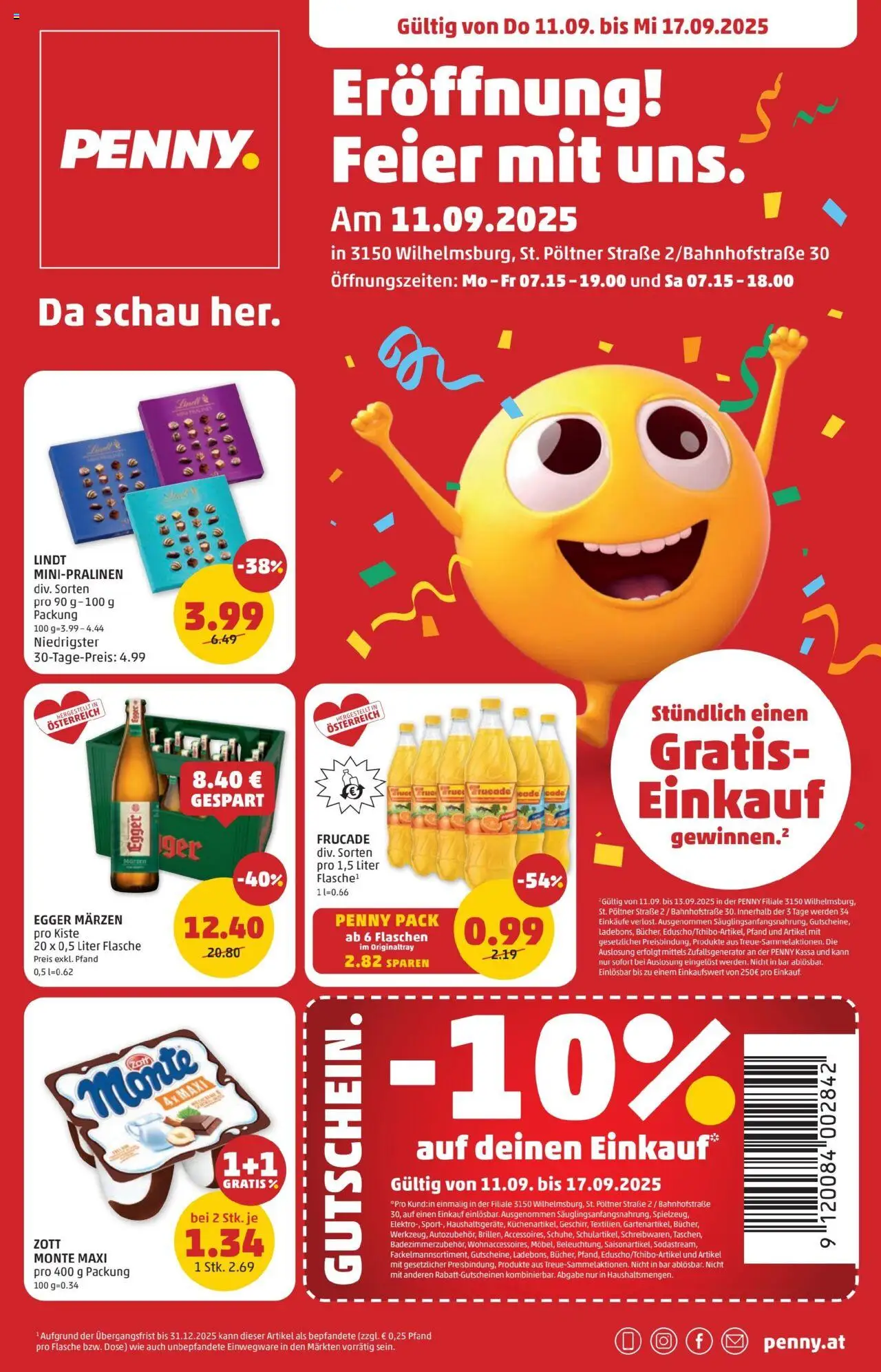 Penny Markt - Eröffnung in 3150 Wilhelmsburg - Seite 1- gültig ab 11.09.2025