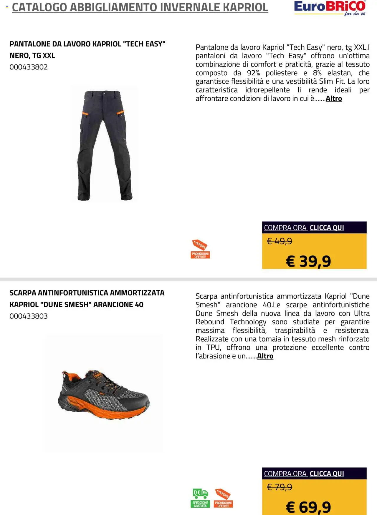Eurobrico Abbigliamento Invernale Kapriol catalogo - pagina 10 - valido dal 23/07/2025