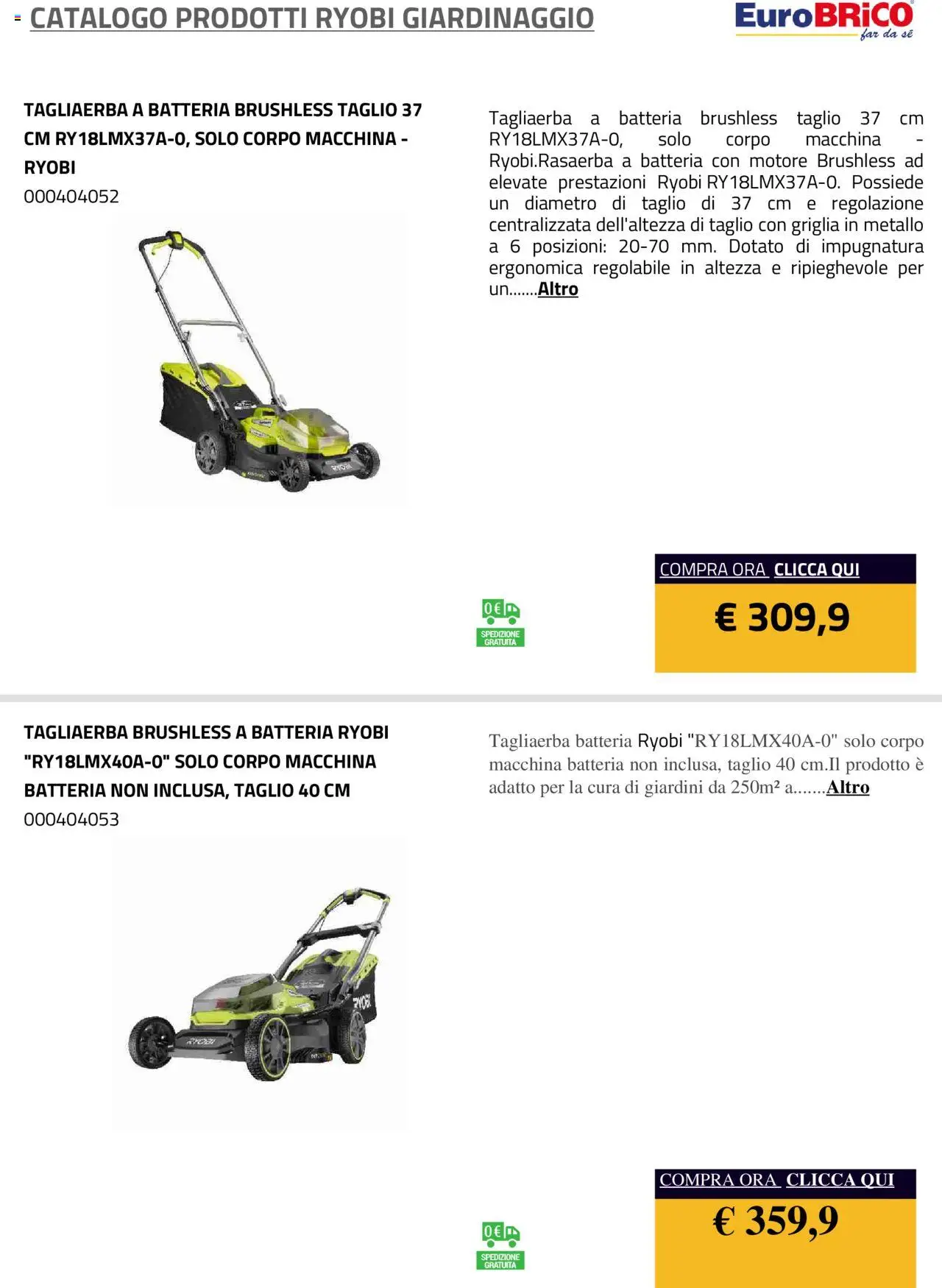 Eurobrico Prodotti Ryobi Giardinaggio catalogo - pagina 28 - valido dal 23/07/2025