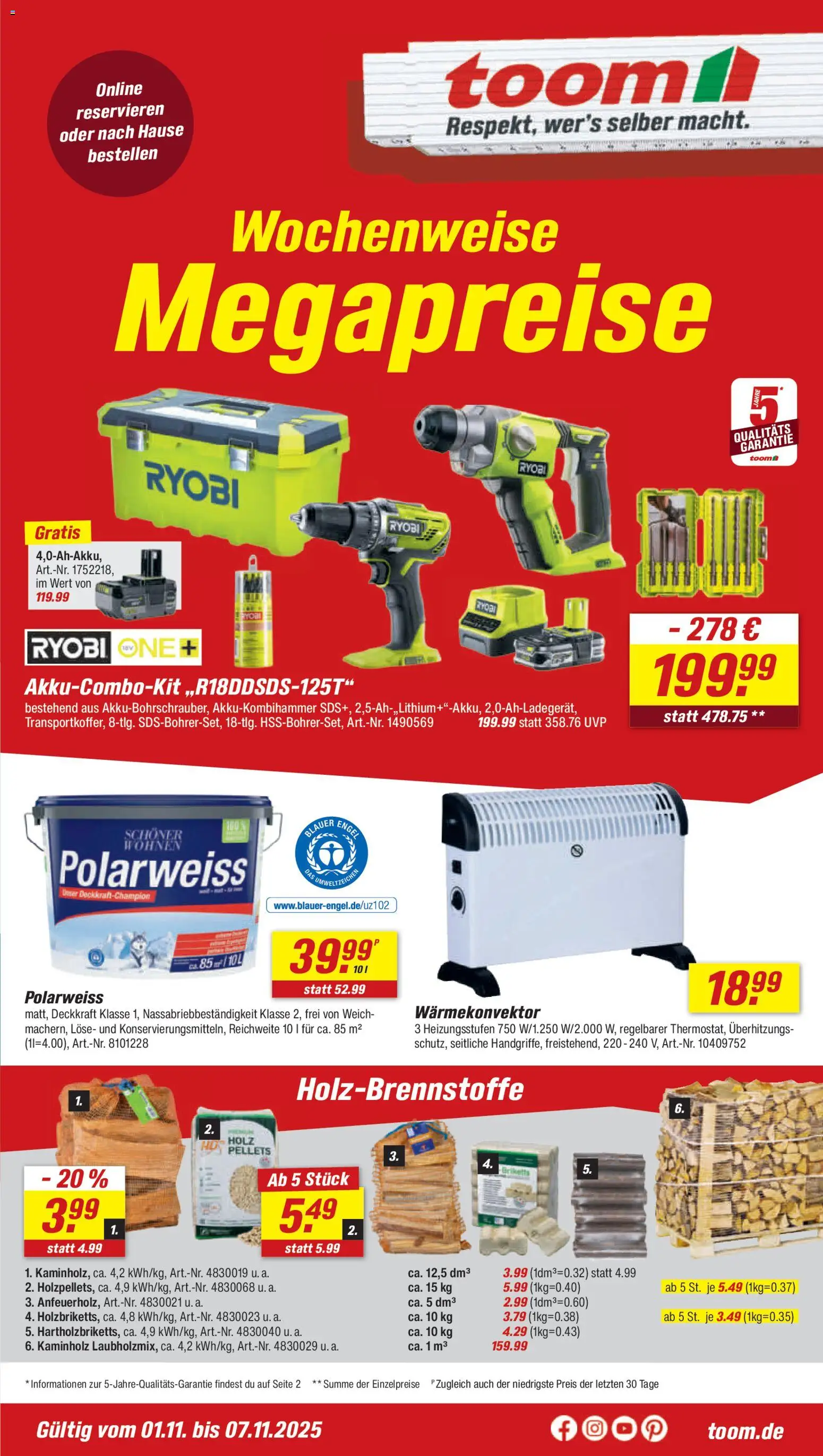 Toom Baumarkt Prospekt 	 - Seite 1 - gültig ab 01.11.2025