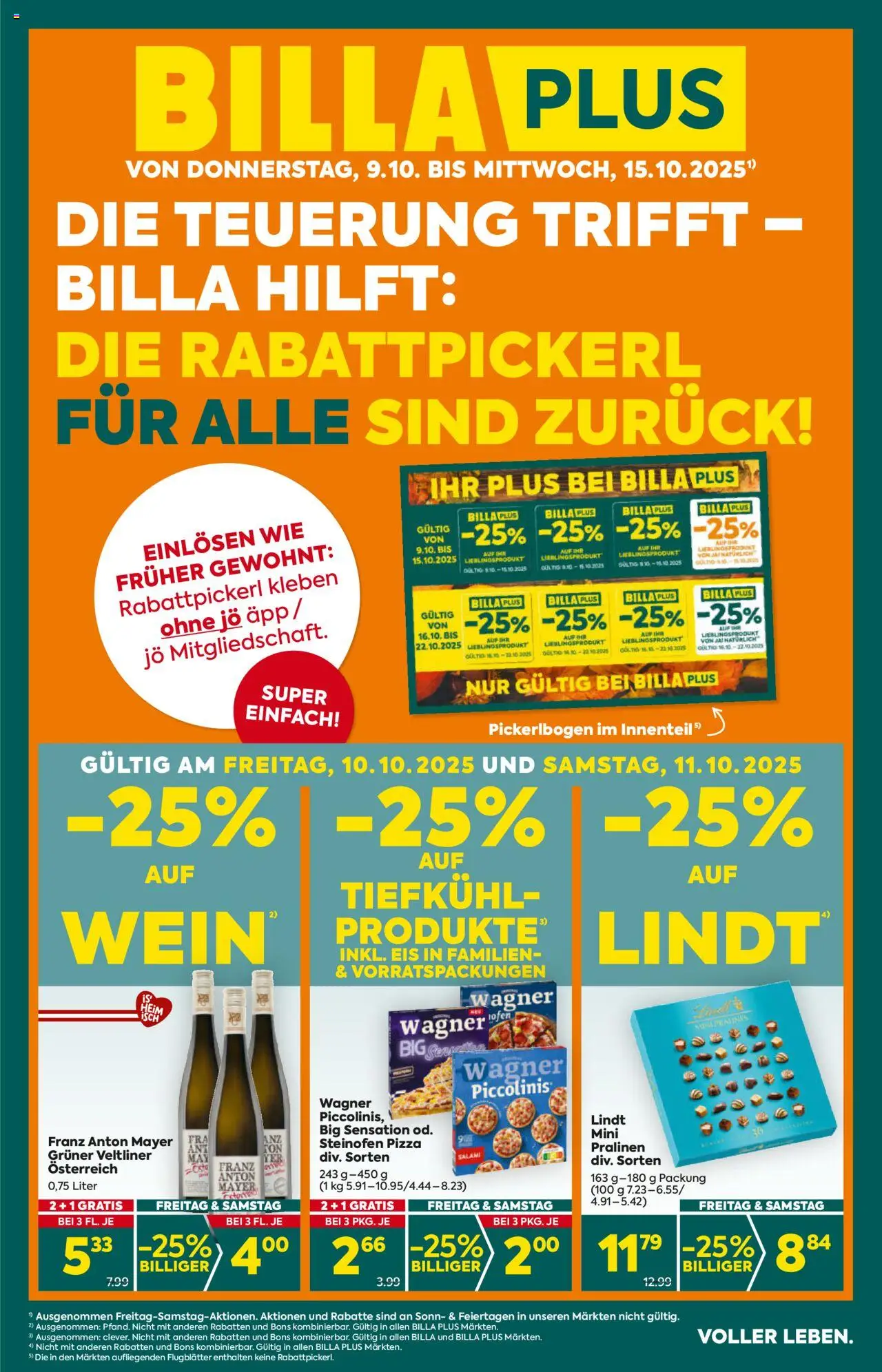Billa Plus Flugblatt - Seite 1- gültig ab 09.10.2025