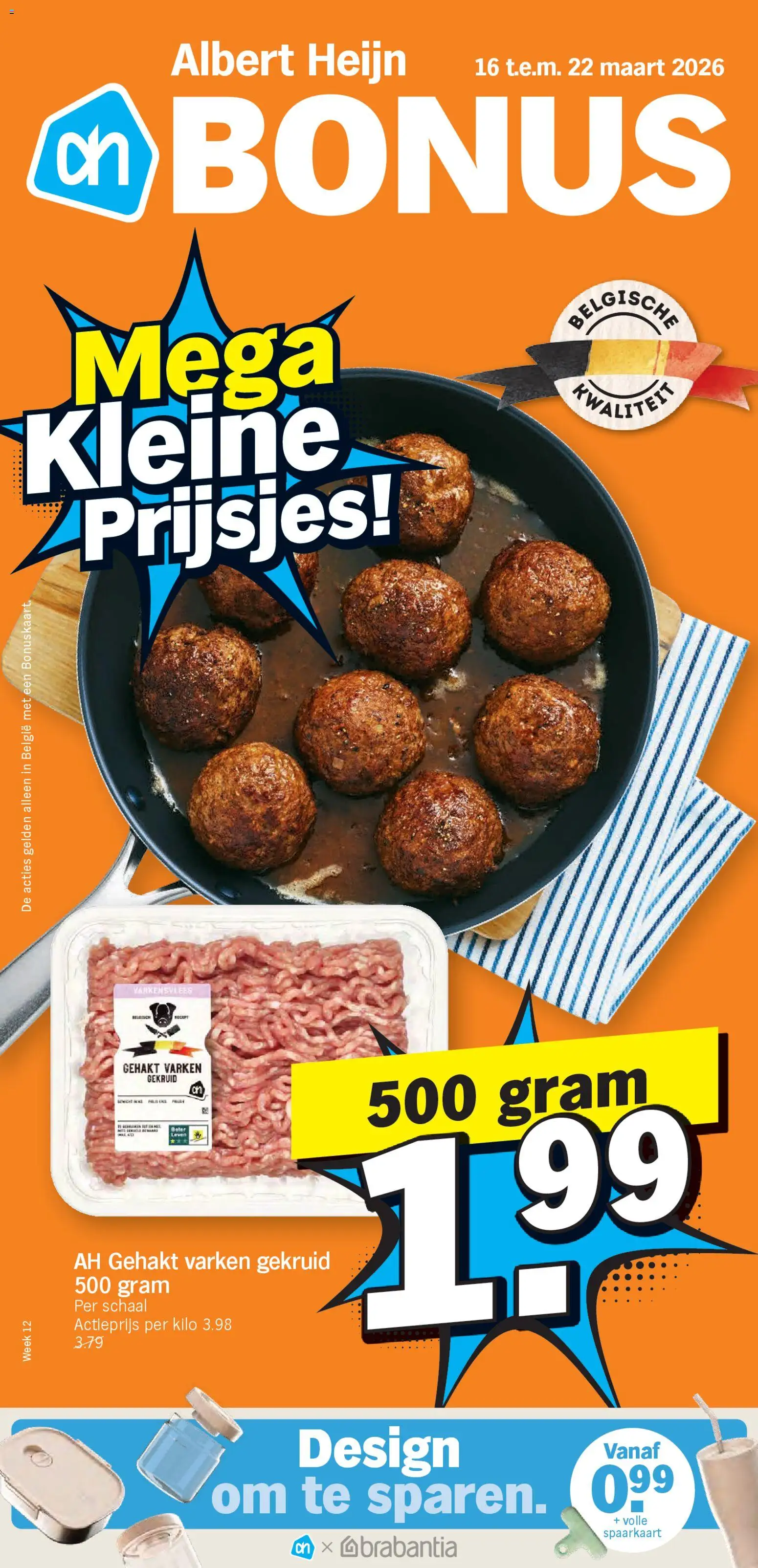 Albert Heijn folder week  / de la semaine 12 - pagina 1- geldig vanaf 16/03/2026